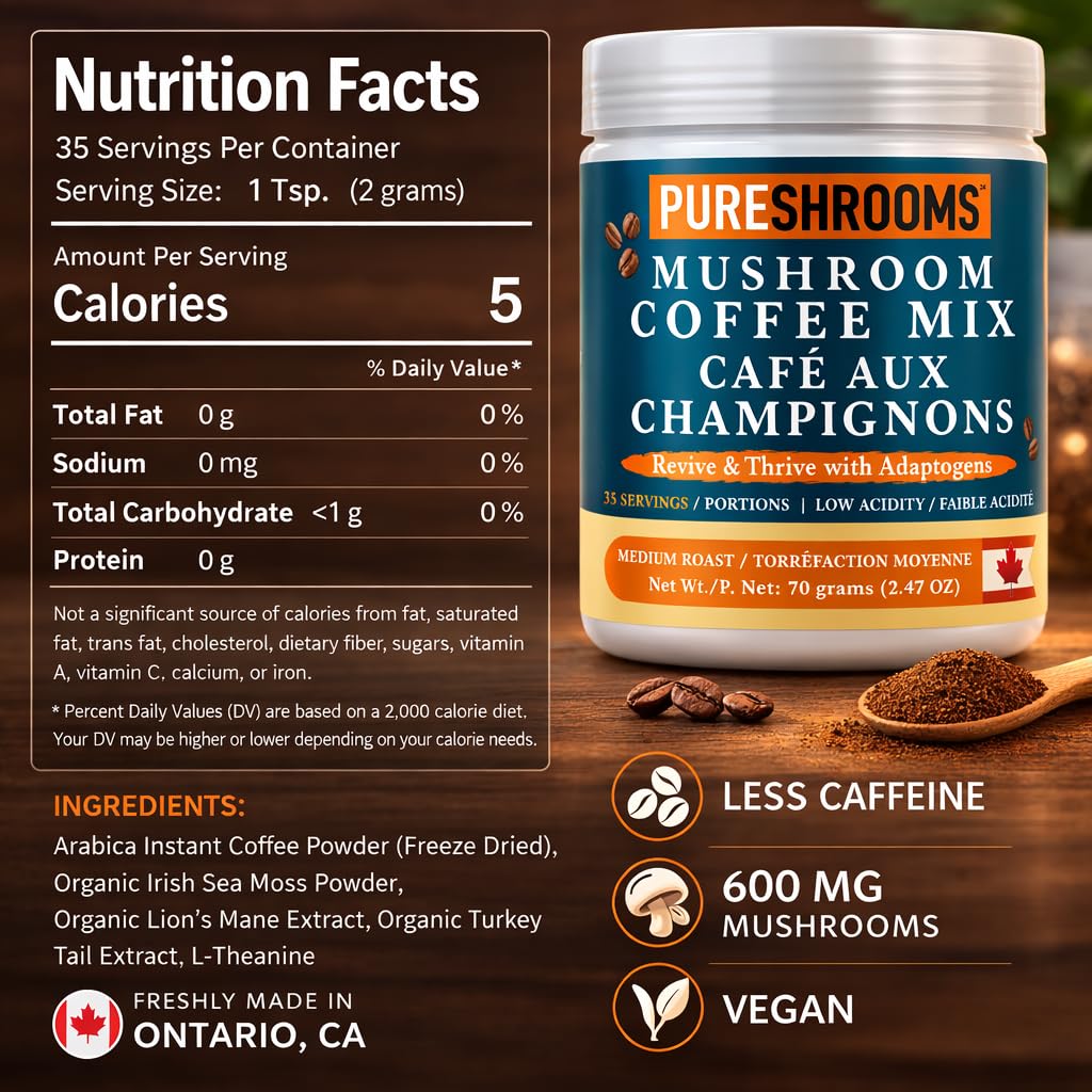 PureShrooms Sea Moss Instant Mushroom Coffee Powder 70g (2.47oz)