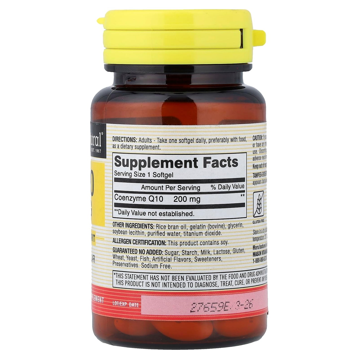Mason Natural Q-10 Co-Enzyme Softgels 200 mg, 30 Count