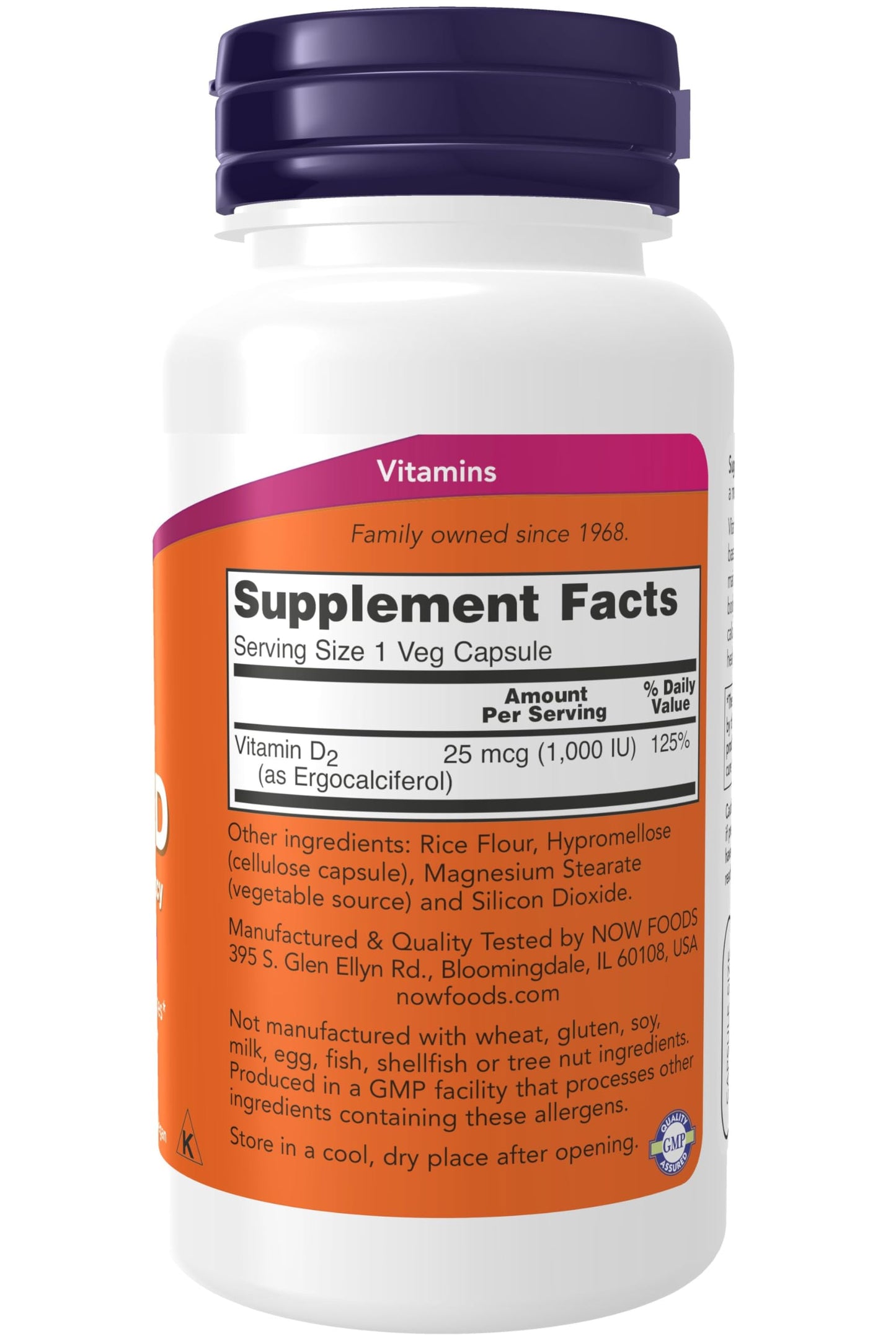 NOW Foods Vitamin D3 1000 IU Capsule 1 Count