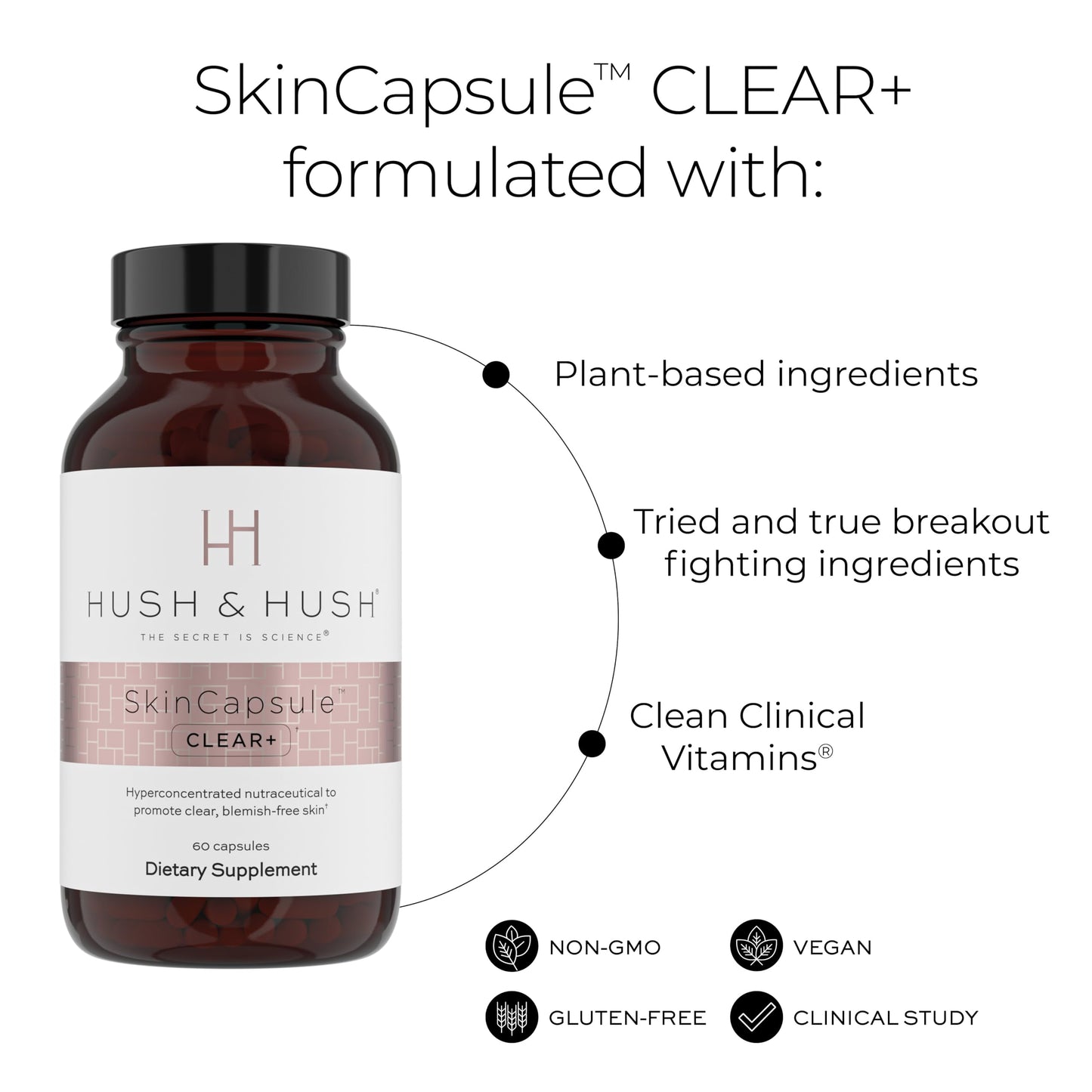 Hush & Hush Acne Supplements for Clear Skin 60 Softgels