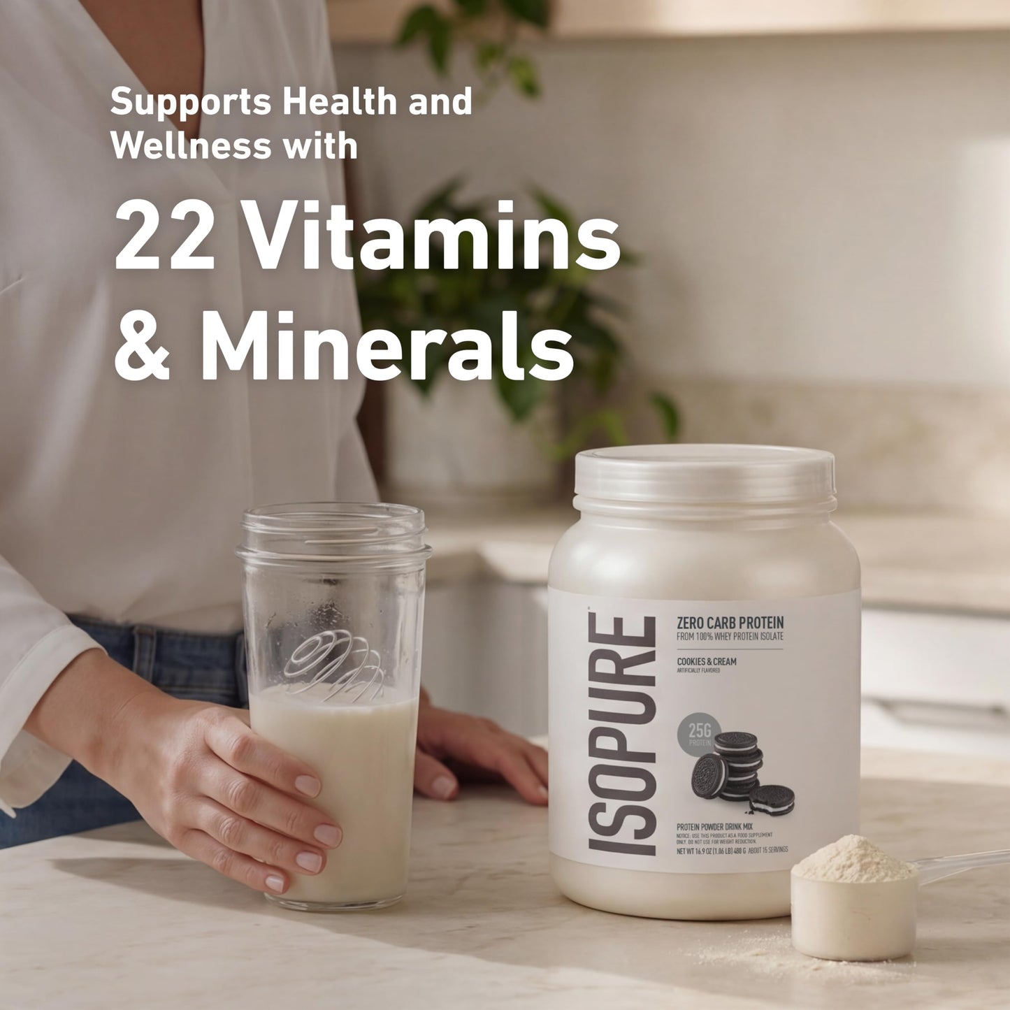 Isopure Zero Carb 100% Pure Whey Isolate Protein Powder, Cookies & Cream, 120 Servings