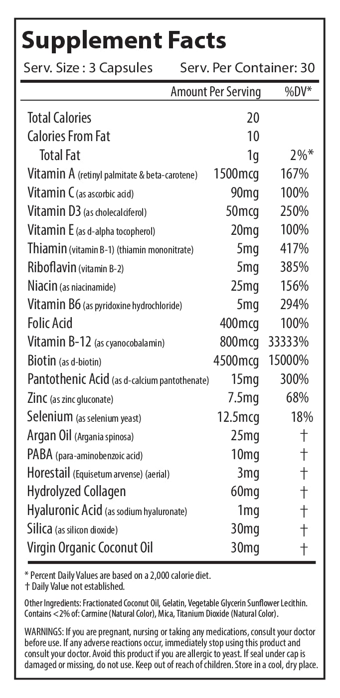 Alpha Supps Hair, Skin, and Nails Supplement, 90 Capsules