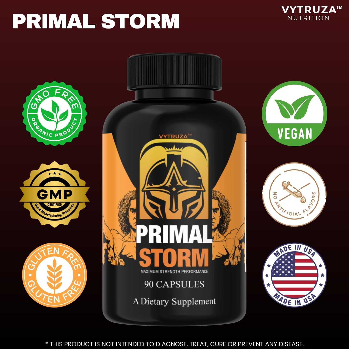 VYTRUZA Primal Storm Advanced T-Boost Formula Test Support Capsules 90 Count