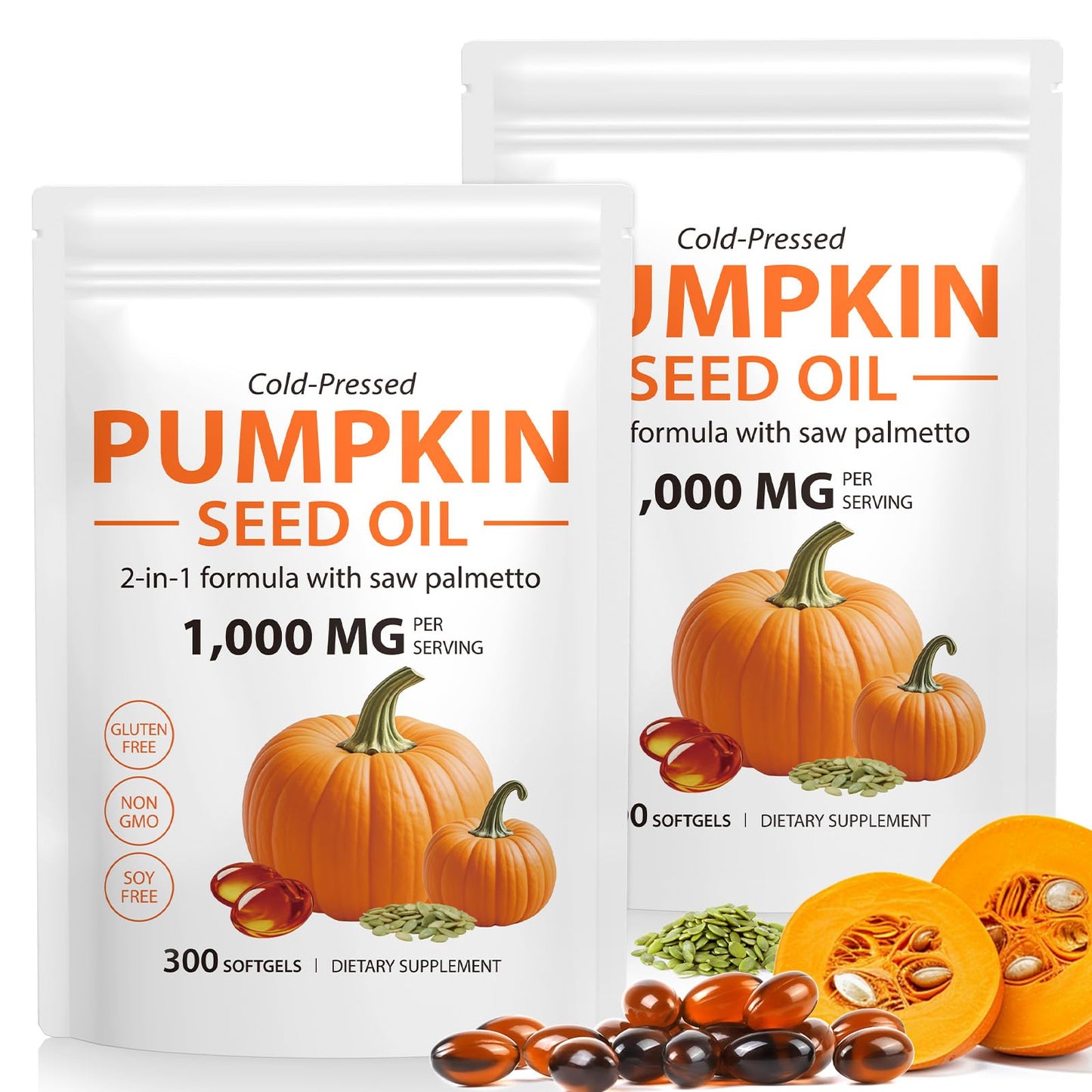 Onznoz Pumpkin Seed Oil with Saw Palmetto Softgels, 600 Softgels