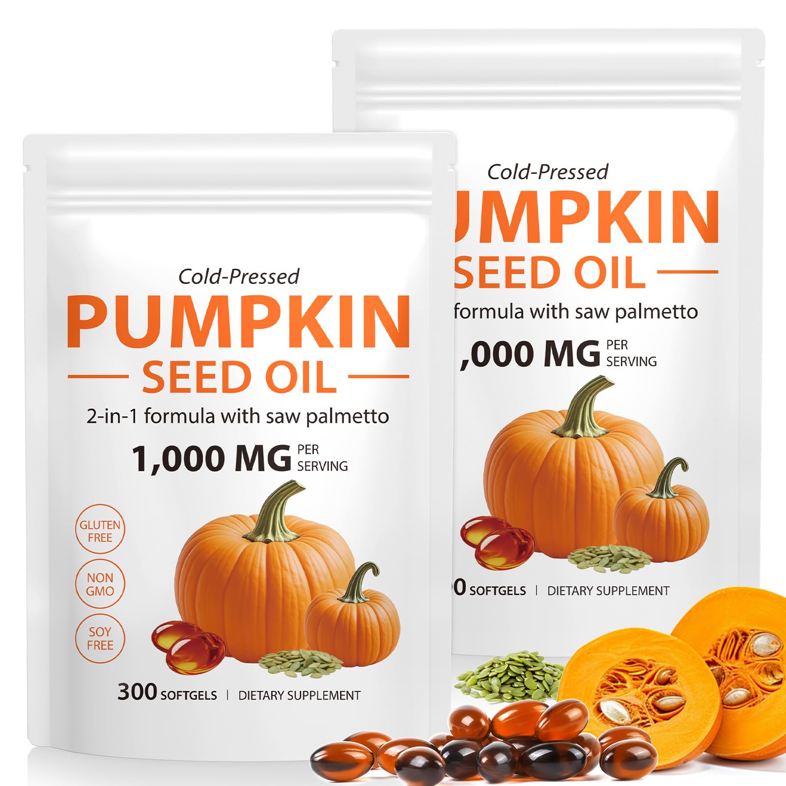 Onznoz Pumpkin Seed Oil with Saw Palmetto Softgels, 600 Softgels
