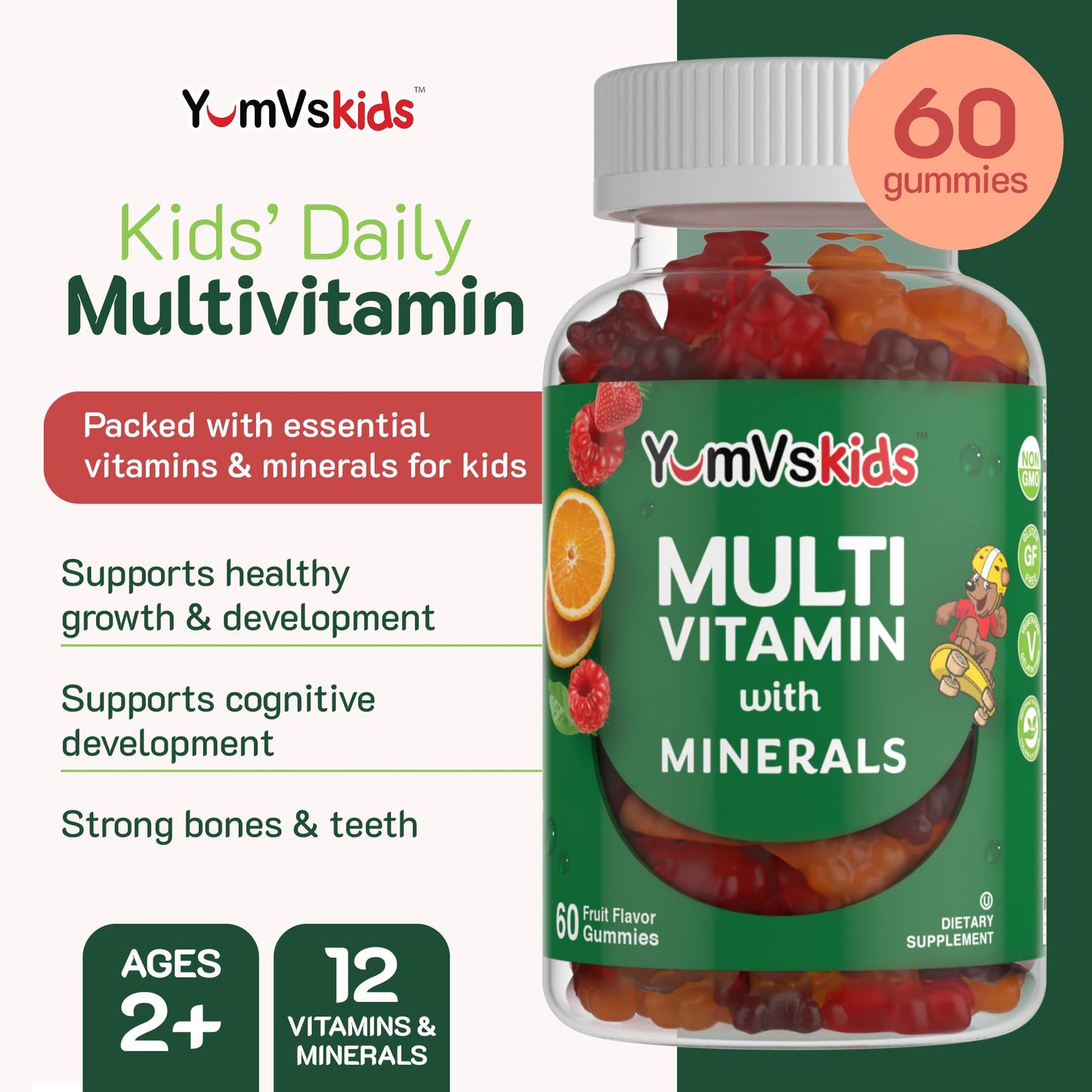 YUM-V'S Kids Multivitamin Gummies 60 Count