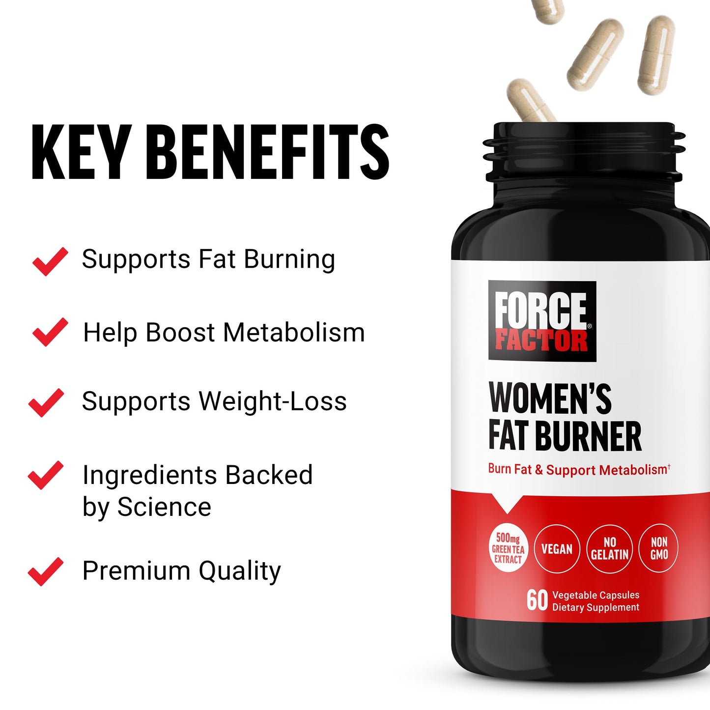 Force Factor Women’s Fat Burner, Metabolism Booster, and Weight-Loss Supplement Capsule 120