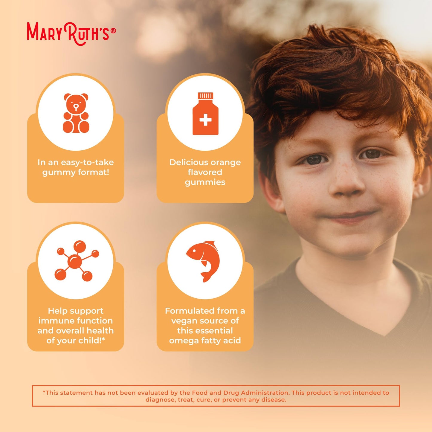 MARYRUTH'S Vegan Omega-3 Gummies for Kids, 60 Count