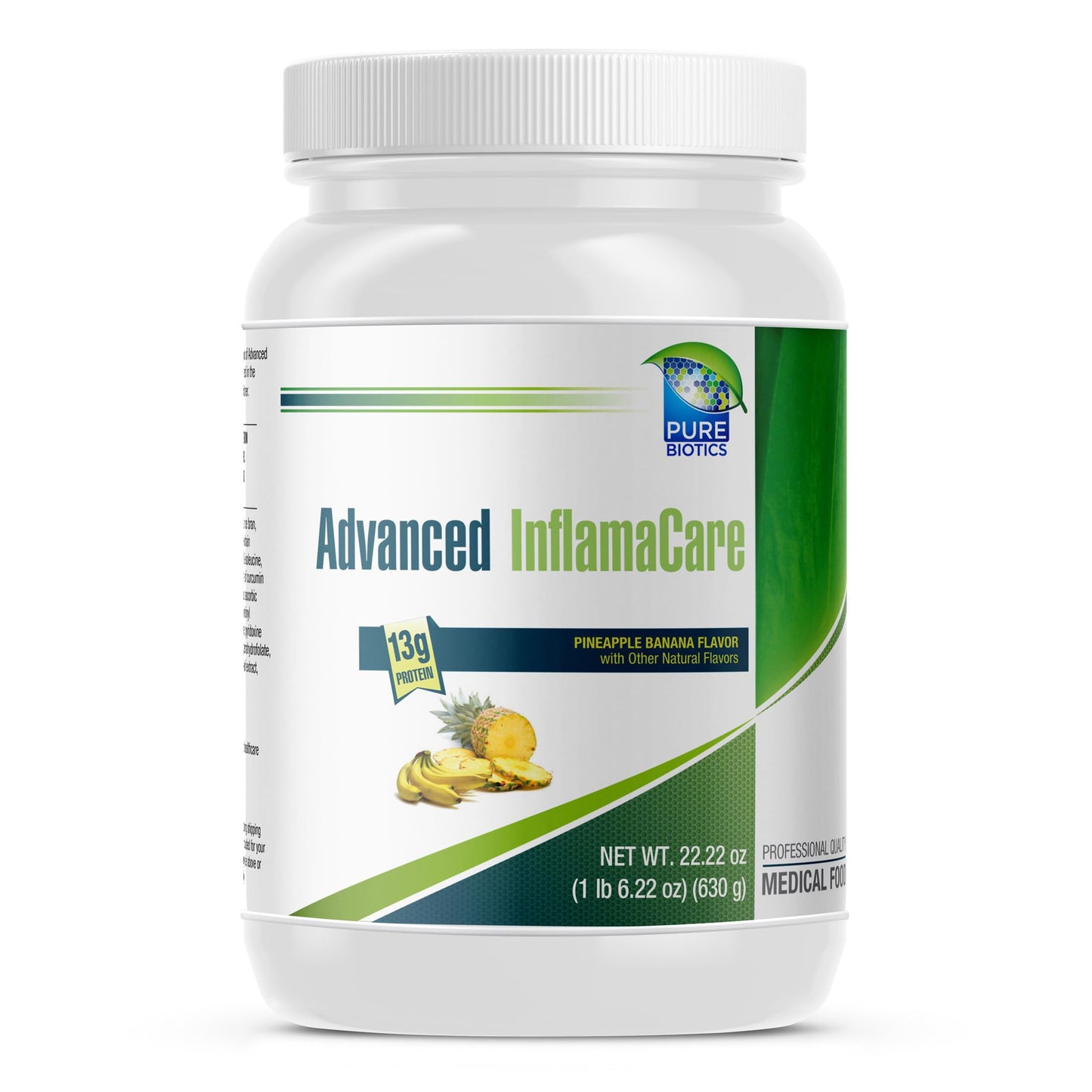 PURE BIOTICS Advanced InflamaCare Protein Powder Plant-Based Gut & Immune Support 22.22 oz