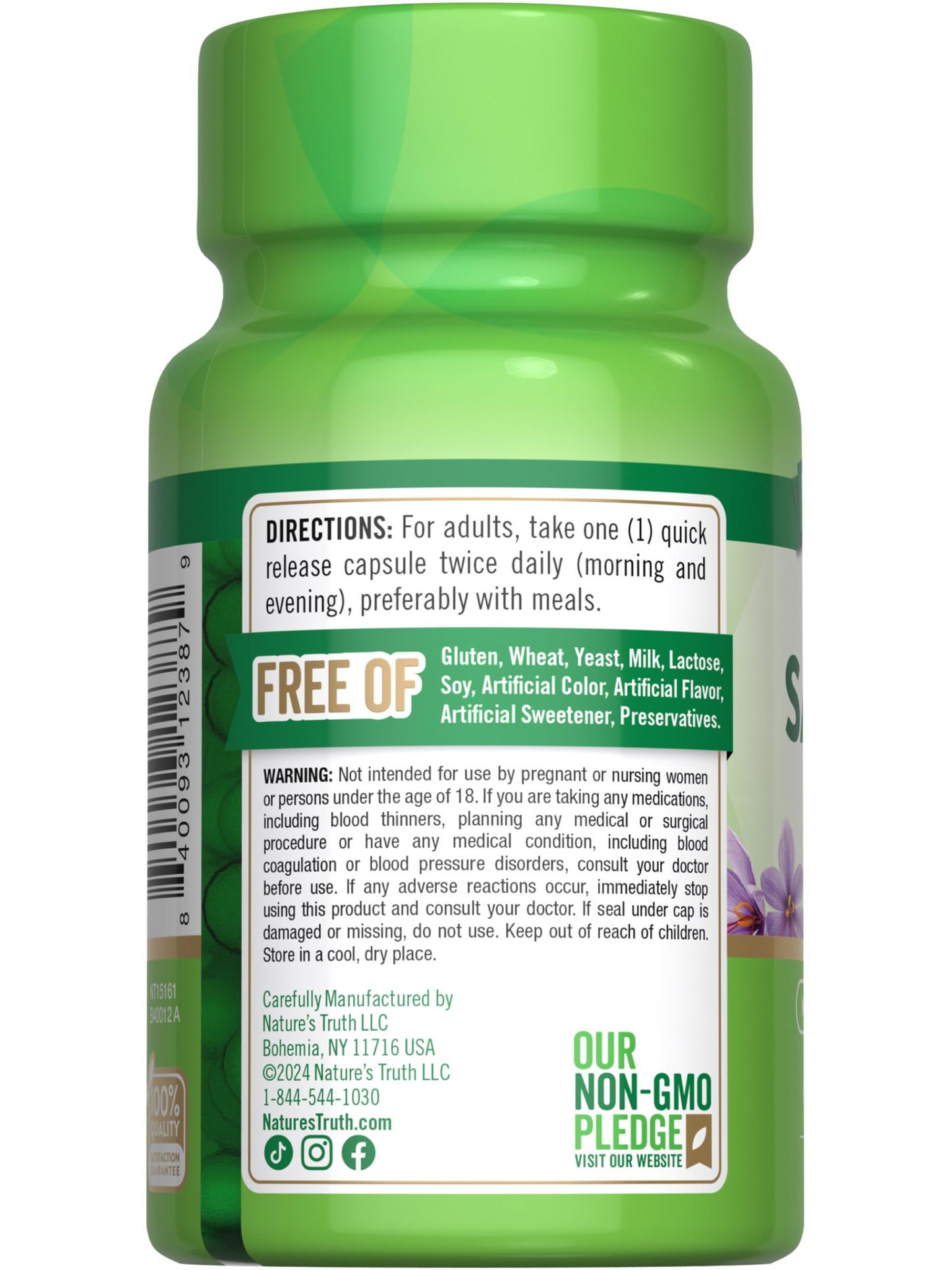 Nature's Truth Saffron Extract Supplement Concentrated Capsules 60 Count