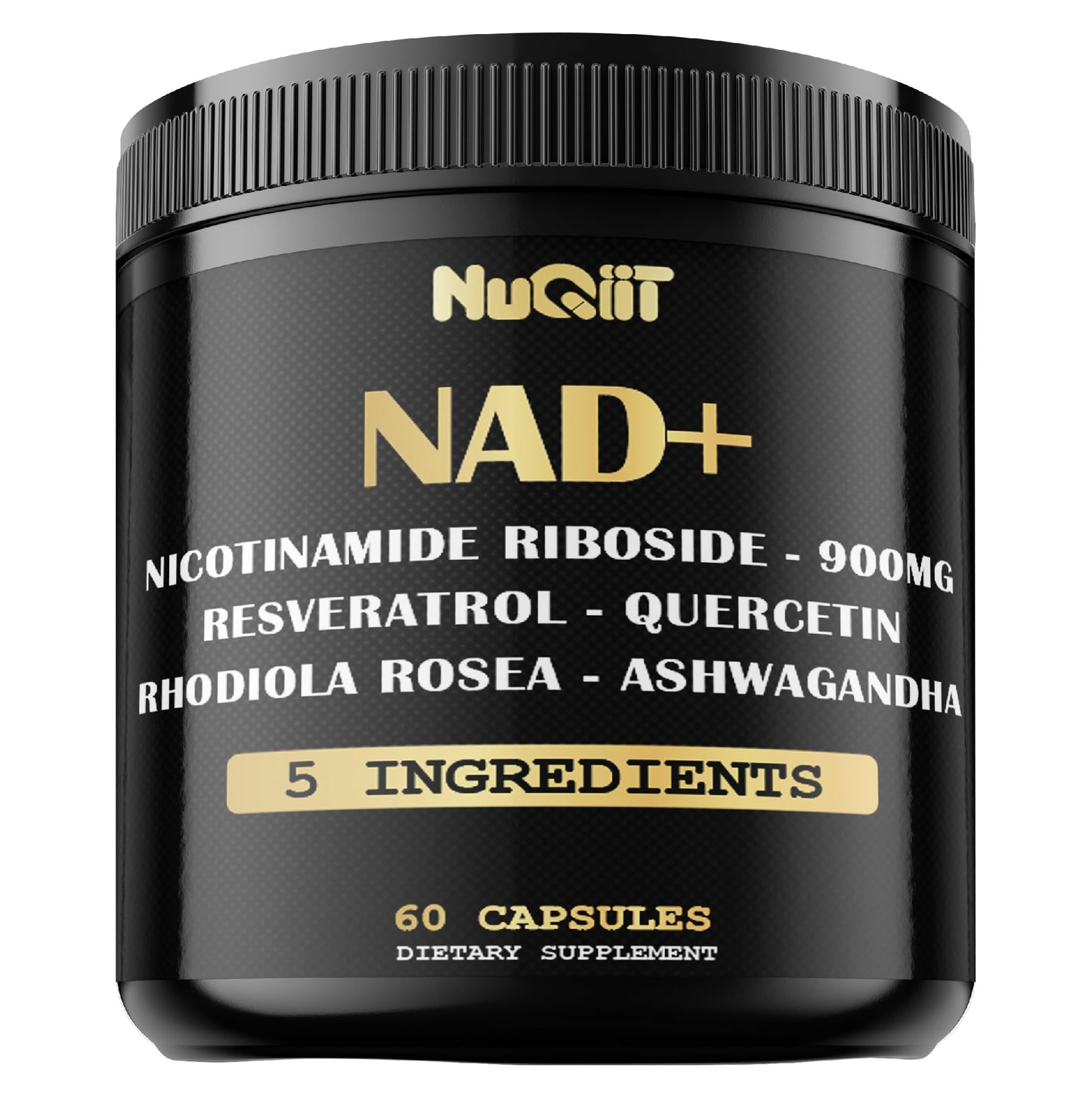 NUQIIT NAD+ Supplement with Nicotinamide Riboside, Resveratrol, Quercetin, Turmeric, Rhodiola Rosea Capsule, 60 Count