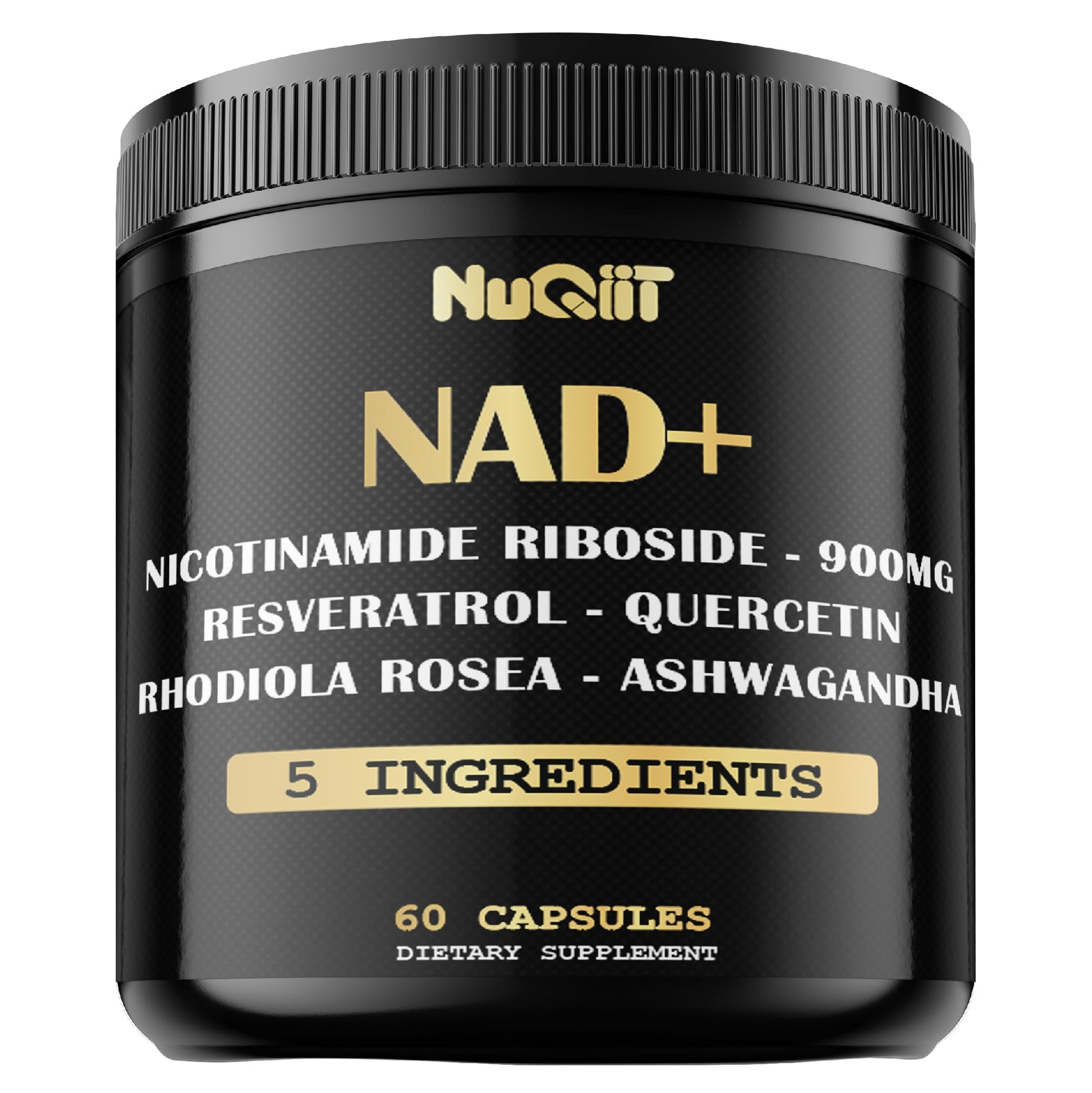 NUQIIT NAD+ Supplement with Nicotinamide Riboside, Resveratrol, Quercetin, Turmeric, Rhodiola Rosea Capsule, 60 Count