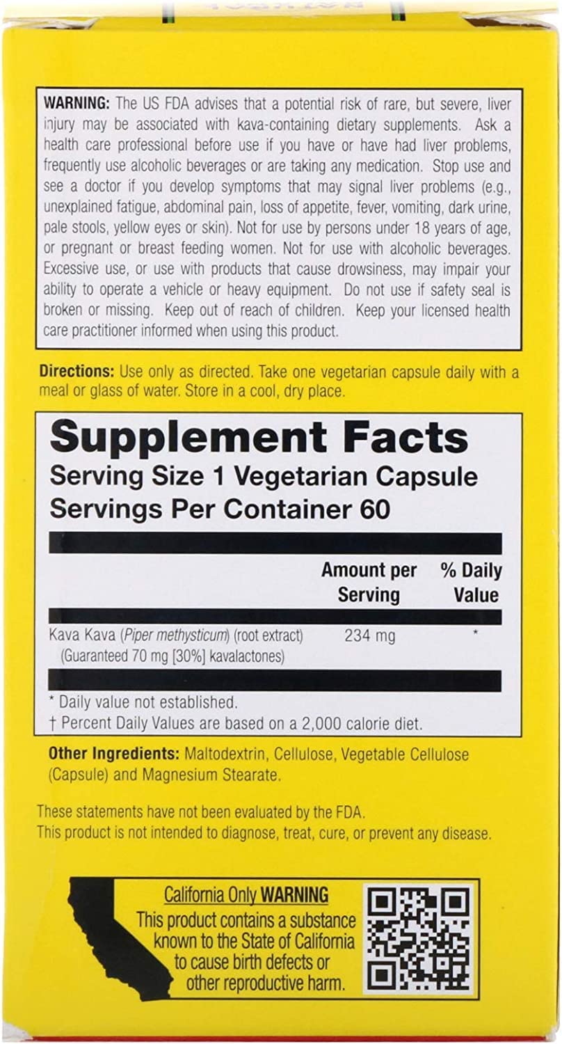 Natural Balance Kava Kava Root Extract Capsules, 60 Count