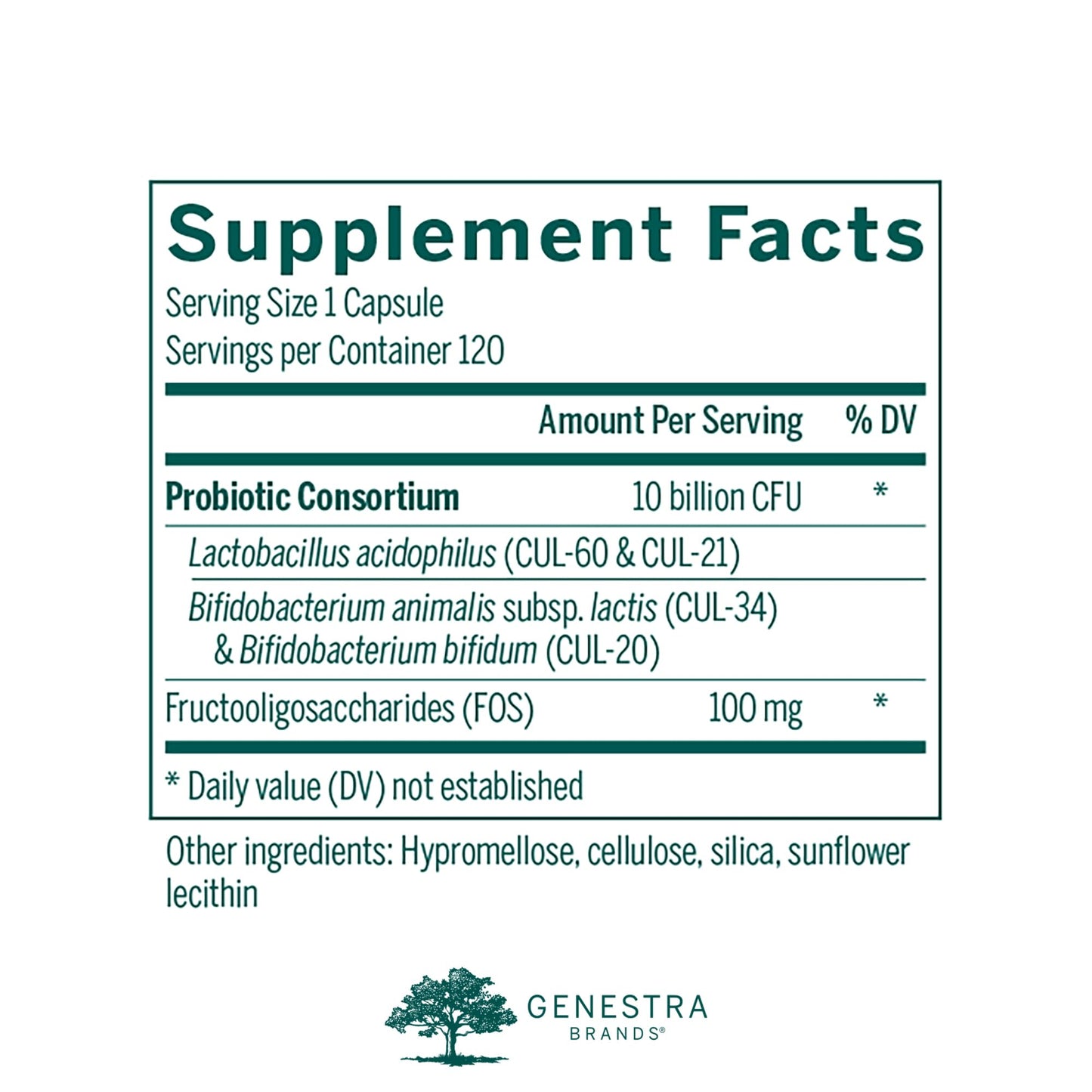 Genestra Brands HMF Forte Probiotic Supplement, 120 Capsules