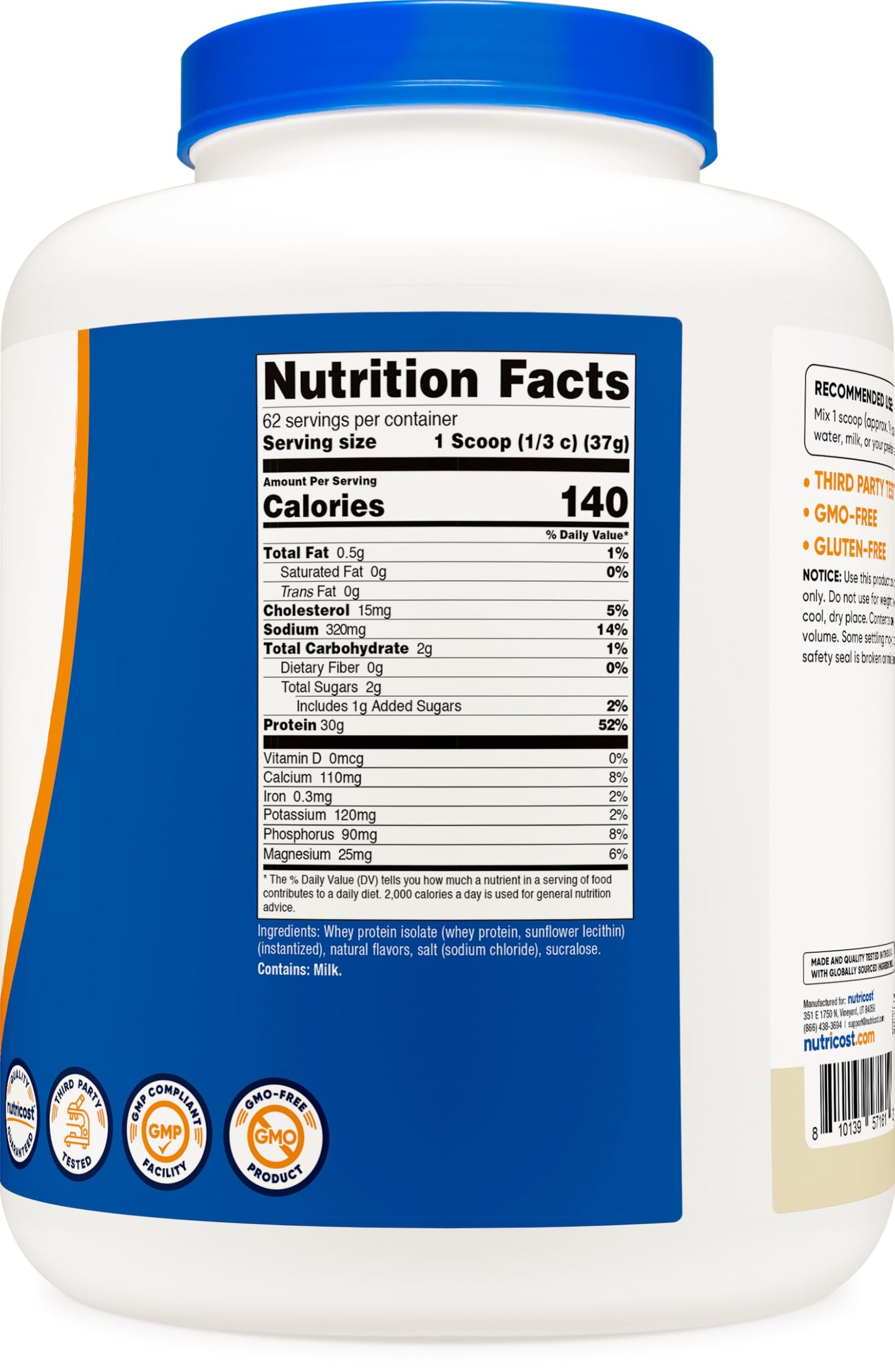 Nutricost Isolate Whey Protein Powder Vanilla 80 Servings