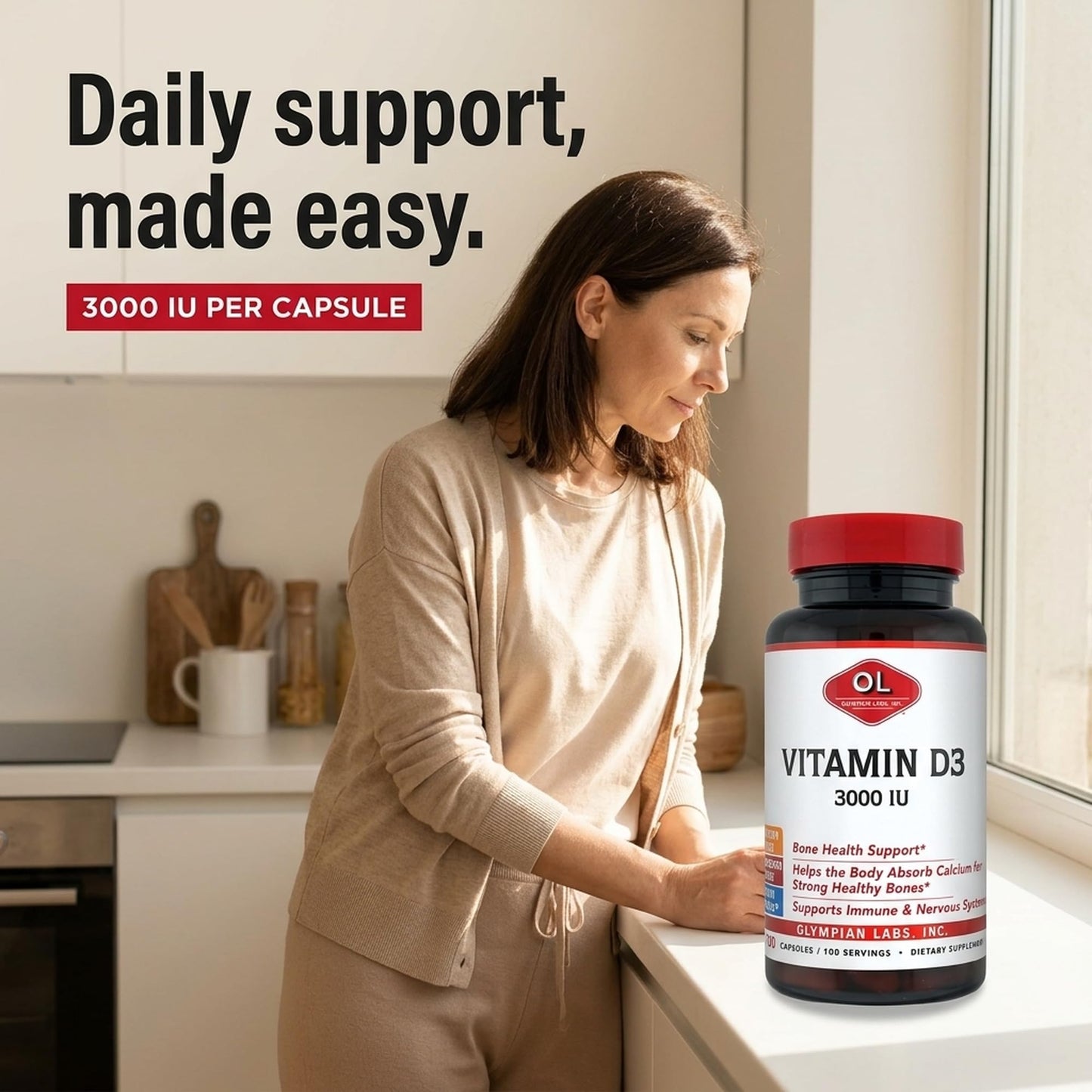 Olympian Labs Vitamin D3 3000 IU Capsule 100 Count
