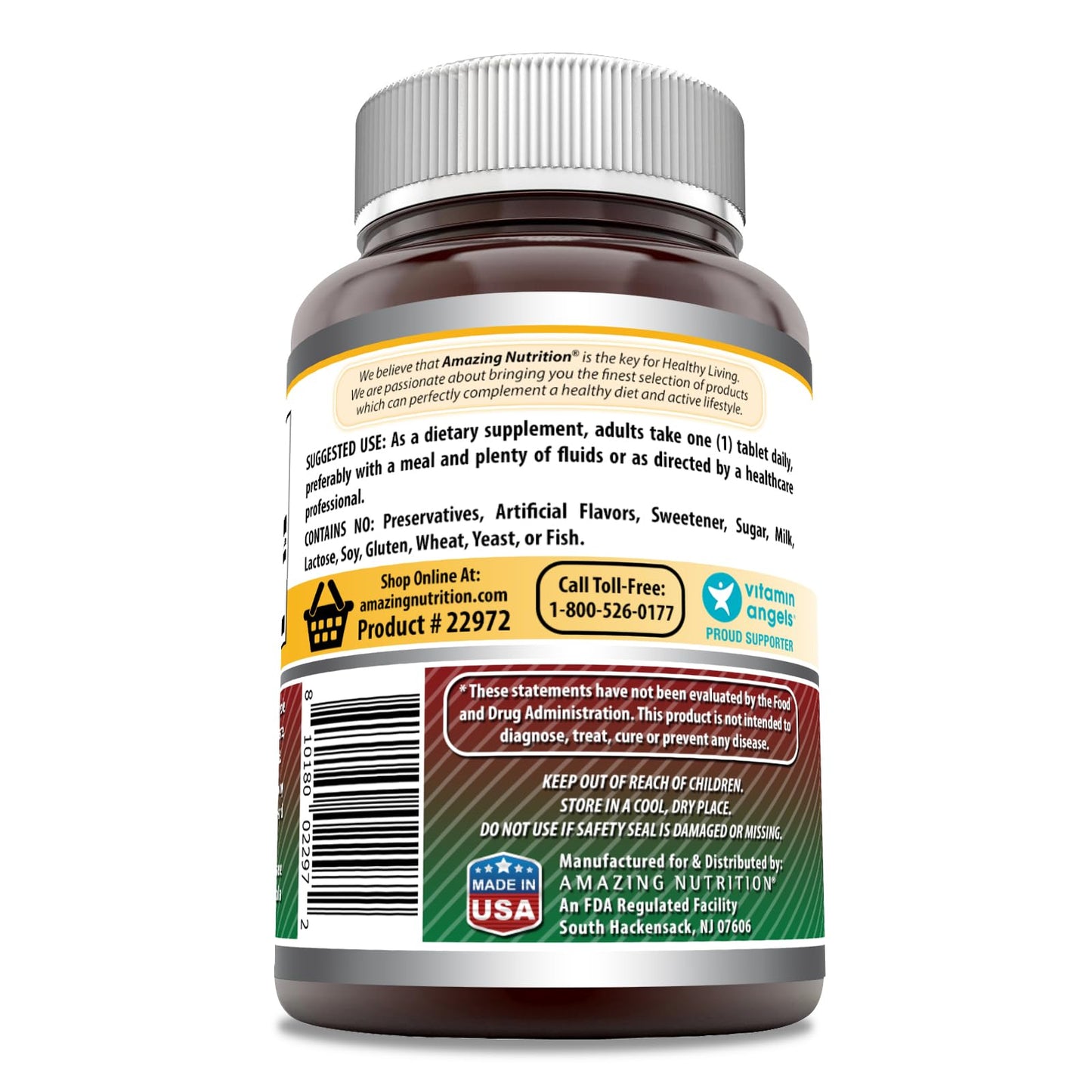 Amazing Nutrition Iron (Ferrous Sulfate) Supplement (65 mg) Tablets, Non-GMO, Gluten Free, Made in USA, 240 Tablets, 2-Pack