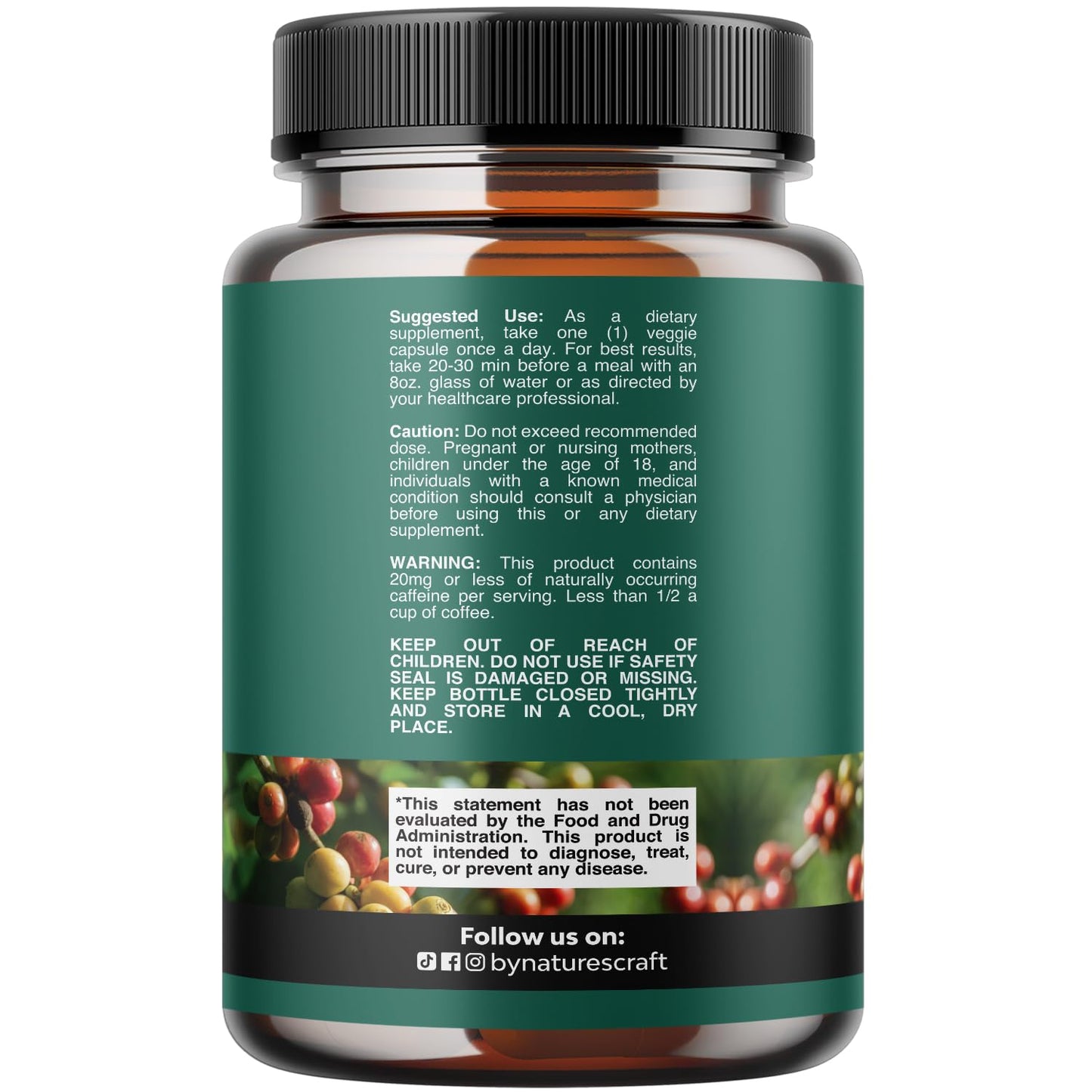 Natures Craft Green Coffee Bean Extract for Metabolism Support Capsules, 60 Count