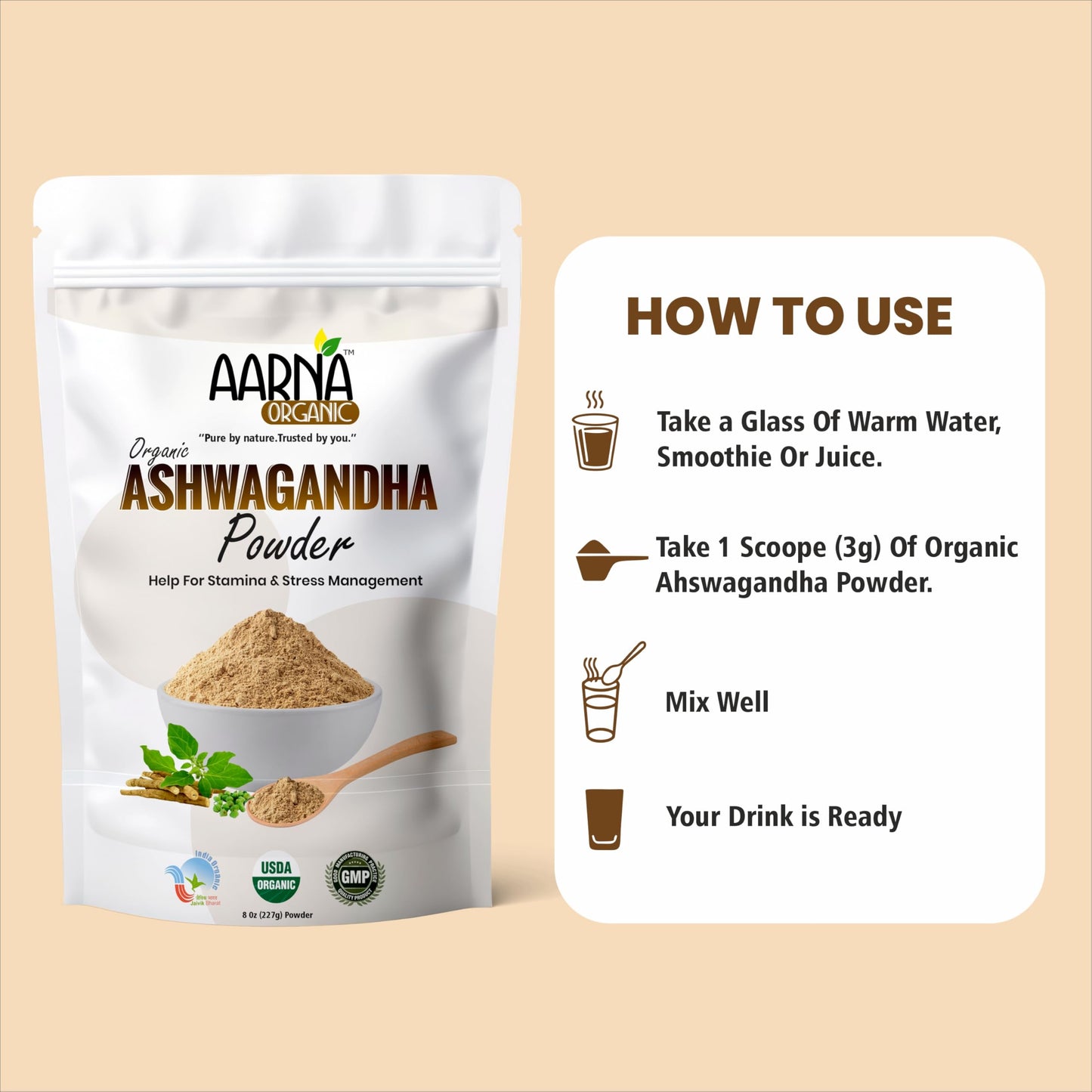 AARNA ORGANIC Ashwagandha Powder 8 Ounce