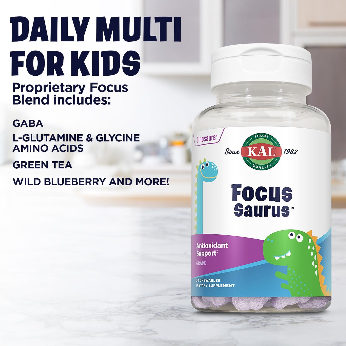 KAL Focus-Saurus Grape Chewables 30