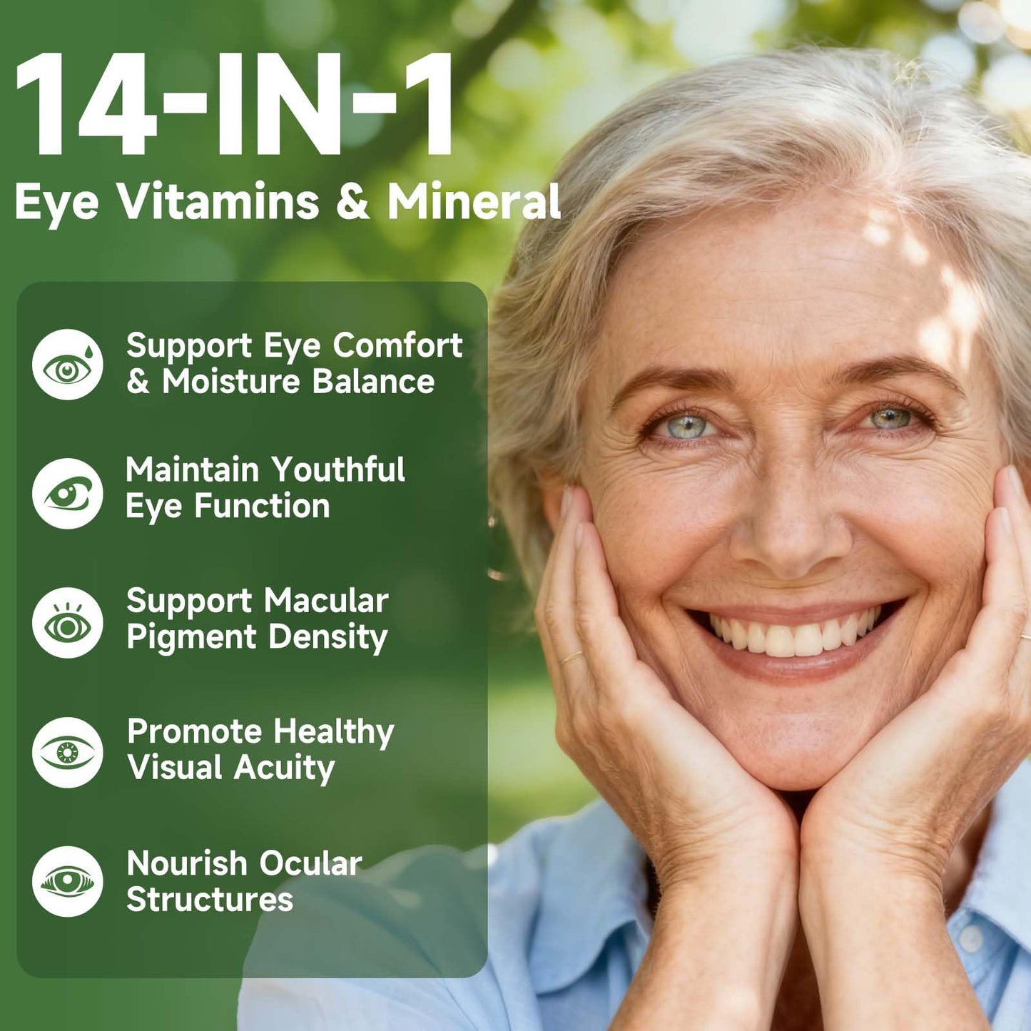 SpenHerb Eye Vitamin and Mineral Supplement 14 in 1 Advanced Eye Formula Vision Support with Lutein and Zeaxanthin Vitamin C E Zinc Copper, Eye Health Supplements for Adults, Capsules, 60 Count