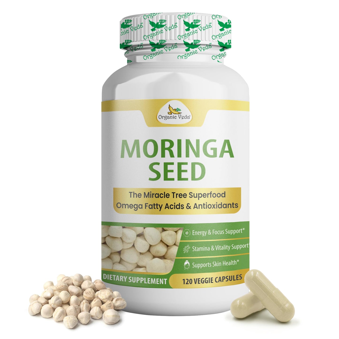 Organic Veda Moringa Seeds 120 Capsules