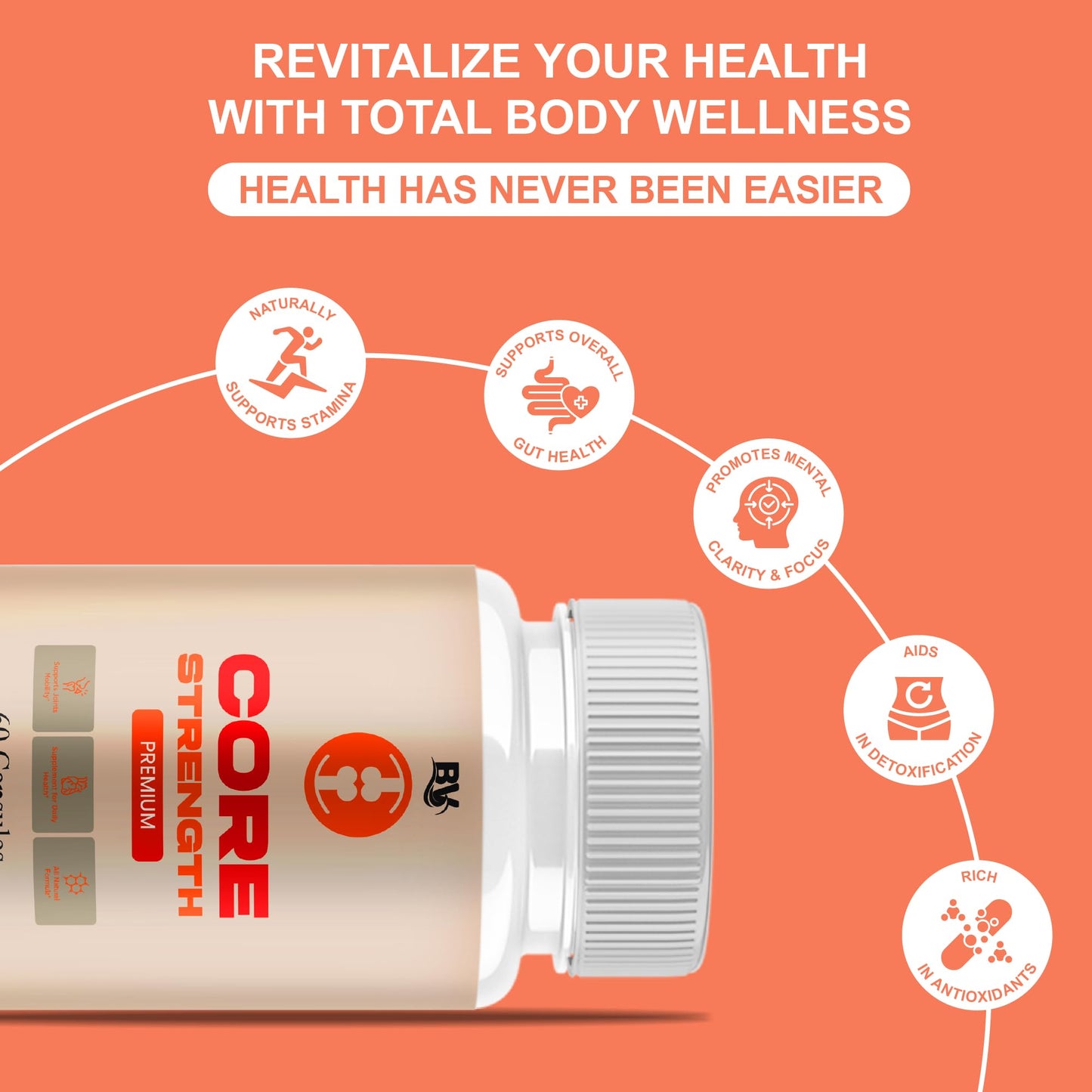 BLUE VIBE Core Strength Premium Overall Health CoreStrength, 300 Capsules