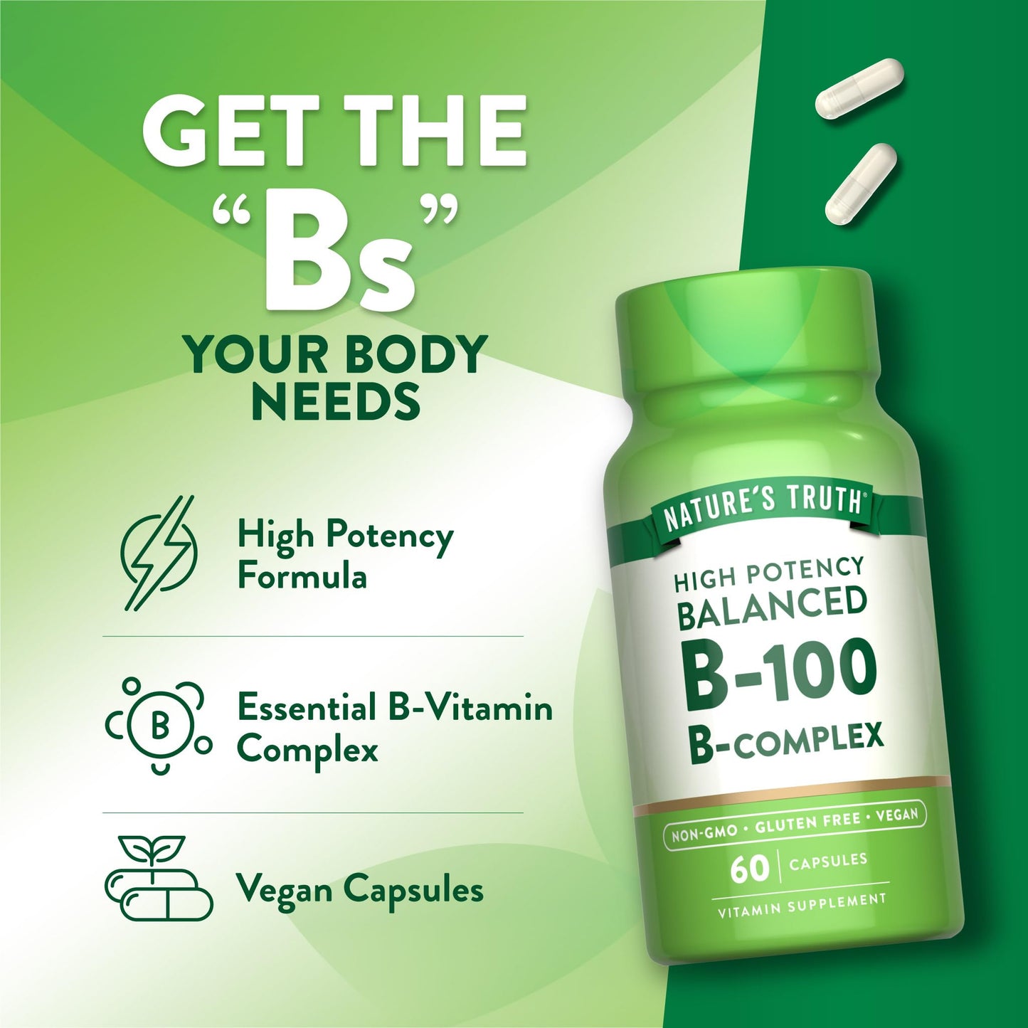 Nature's Truth Vitamin B Complex for Women and Men, 60 Capsules