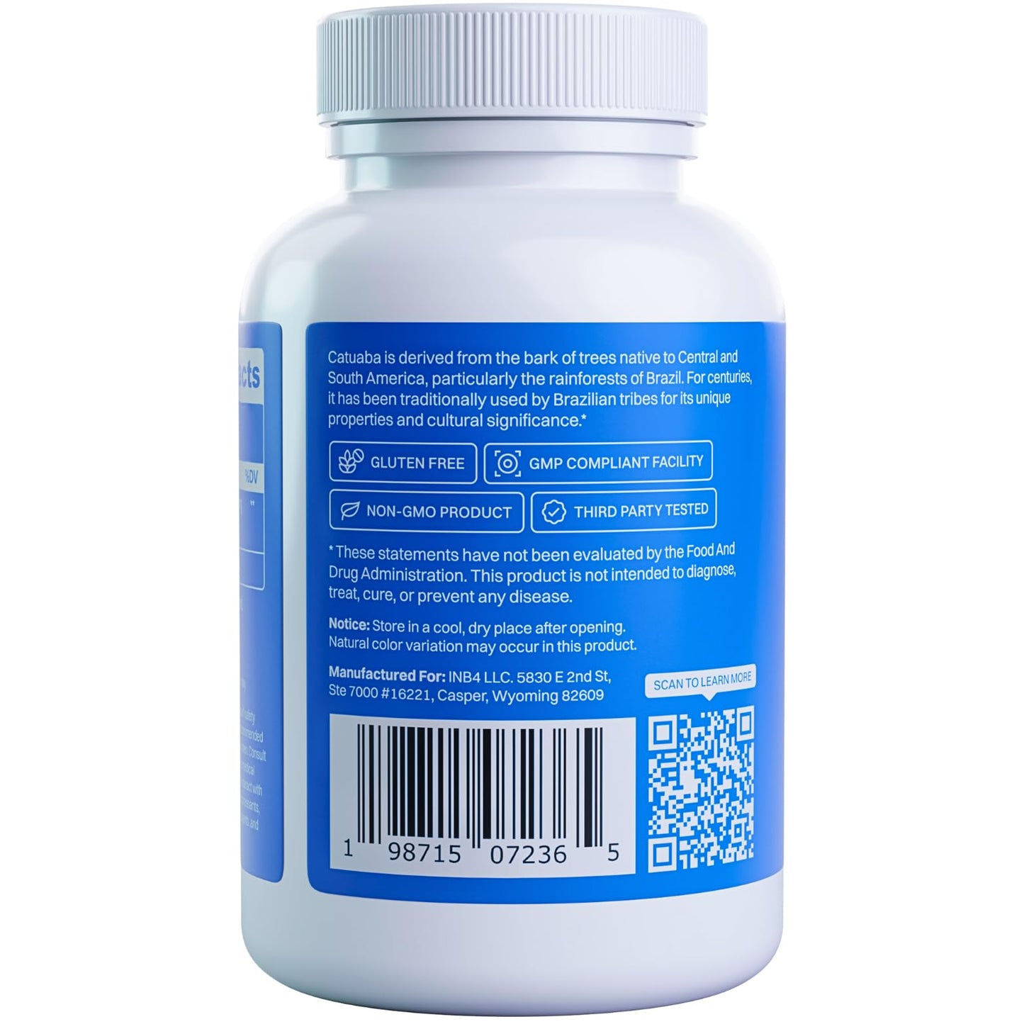 INB4 Catuaba Bark Extract (CatuaPure) 1200mg Capsule 1 Count