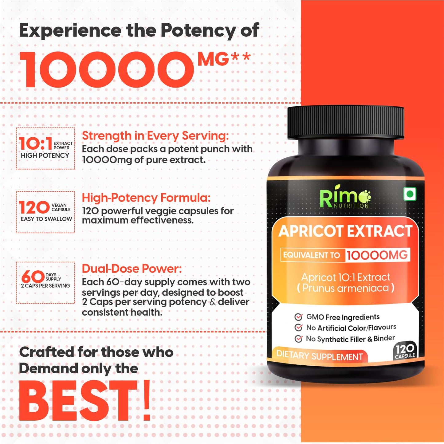 Rimo Nutrition Apricot Capsules, 120 Count