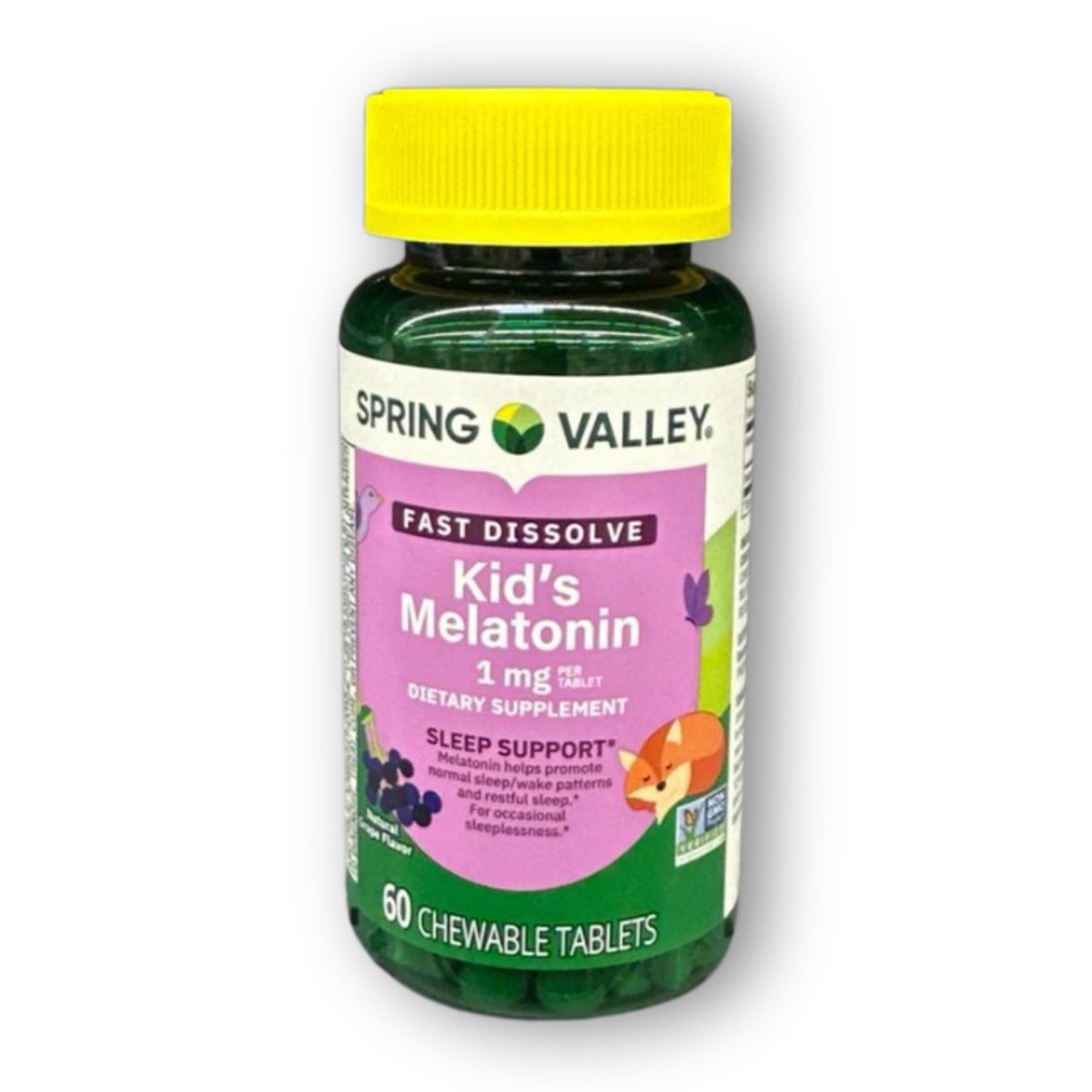 FUSION SHOP STORE Melatonin 1 mg Kids Grape Flavor Chewable Tablets, 60 Tablets