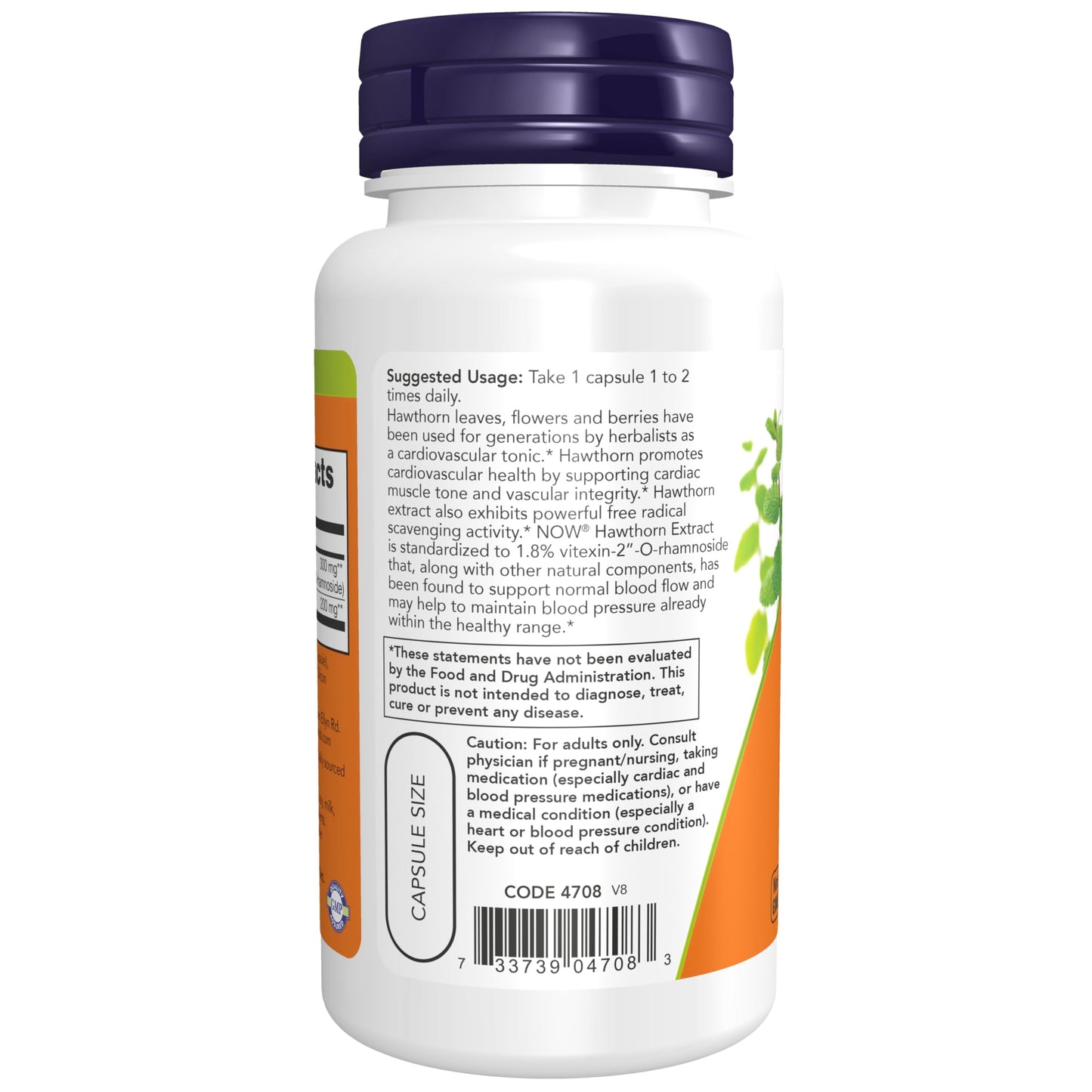 NOW Foods Hawthorn Extract 300 mg Cardiovascular Support Capsule, 90 Count
