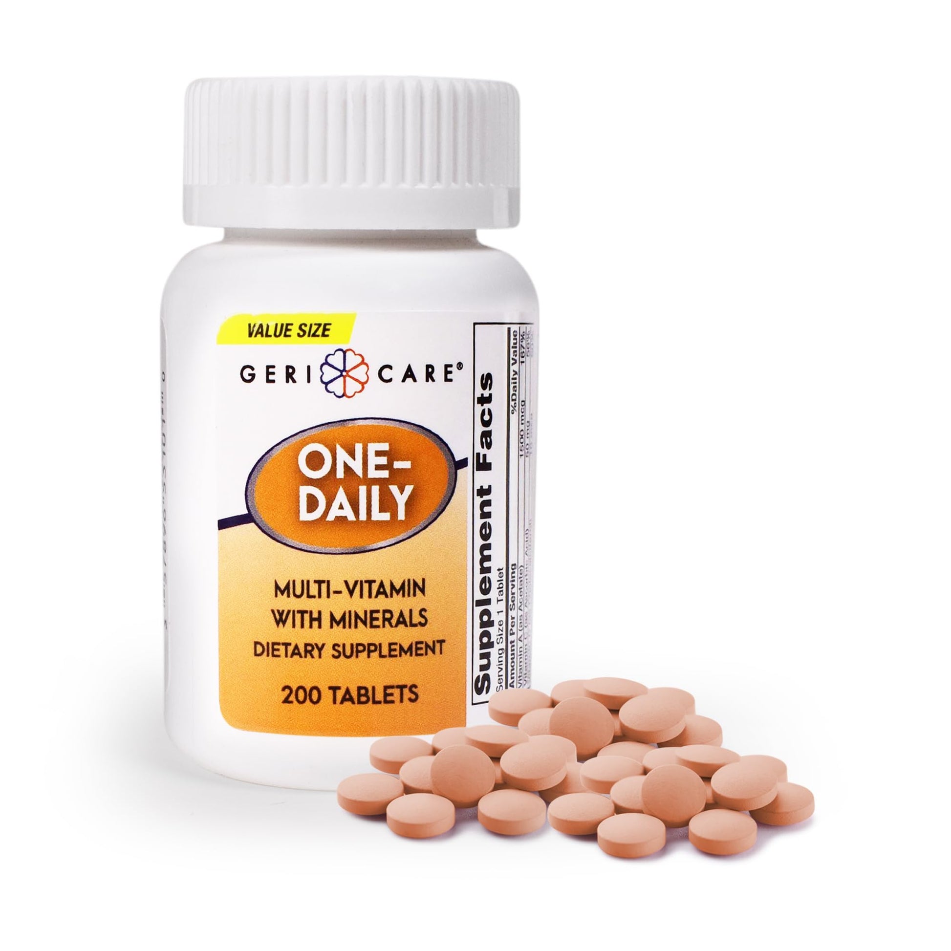 GeriCare One-Daily Multivitamins with Minerals for Men & Women Tablets, 200 Count