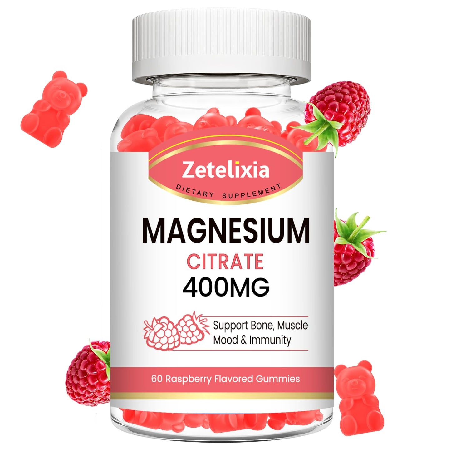 Zetelixia Magnesium Citrate Gummies 400mg, 60 Count