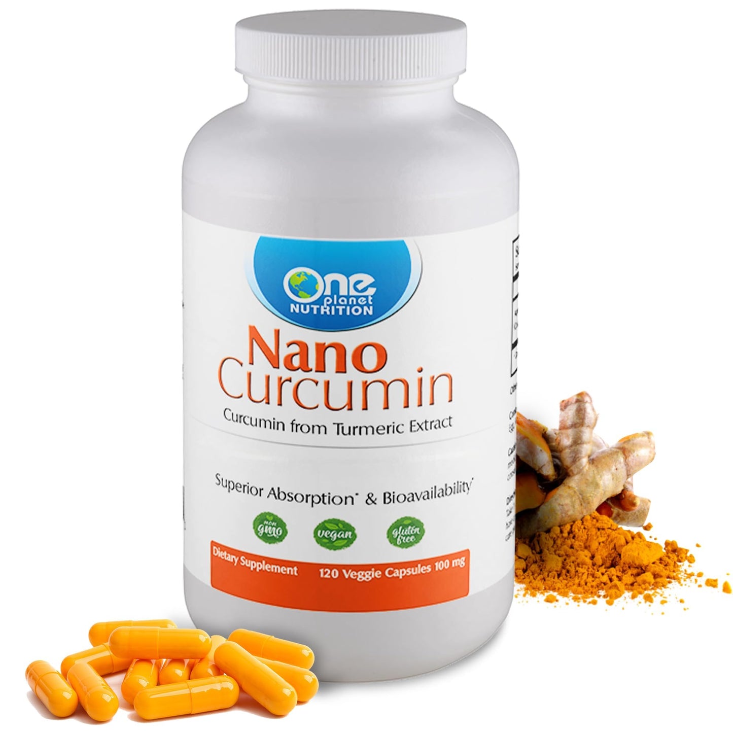One Planet Nutrition Nano Curcumin 100 mg Capsule, 120 Count