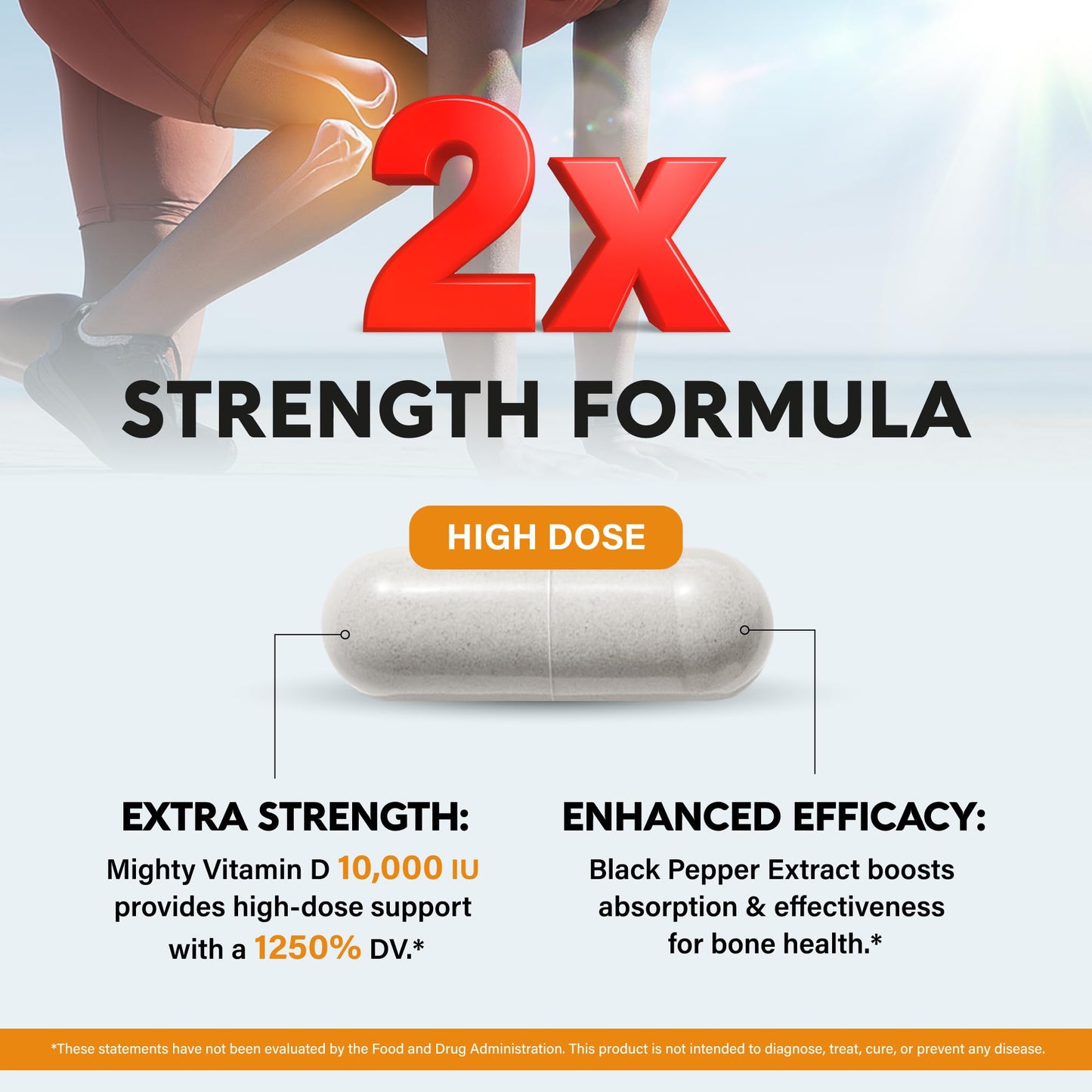 NutraHarmony Vitamin D3 K2 Capsules 10000 IU D3 & 120 mcg K2 MK-7, Immune & Mood Support, Gluten Free, 120 Count