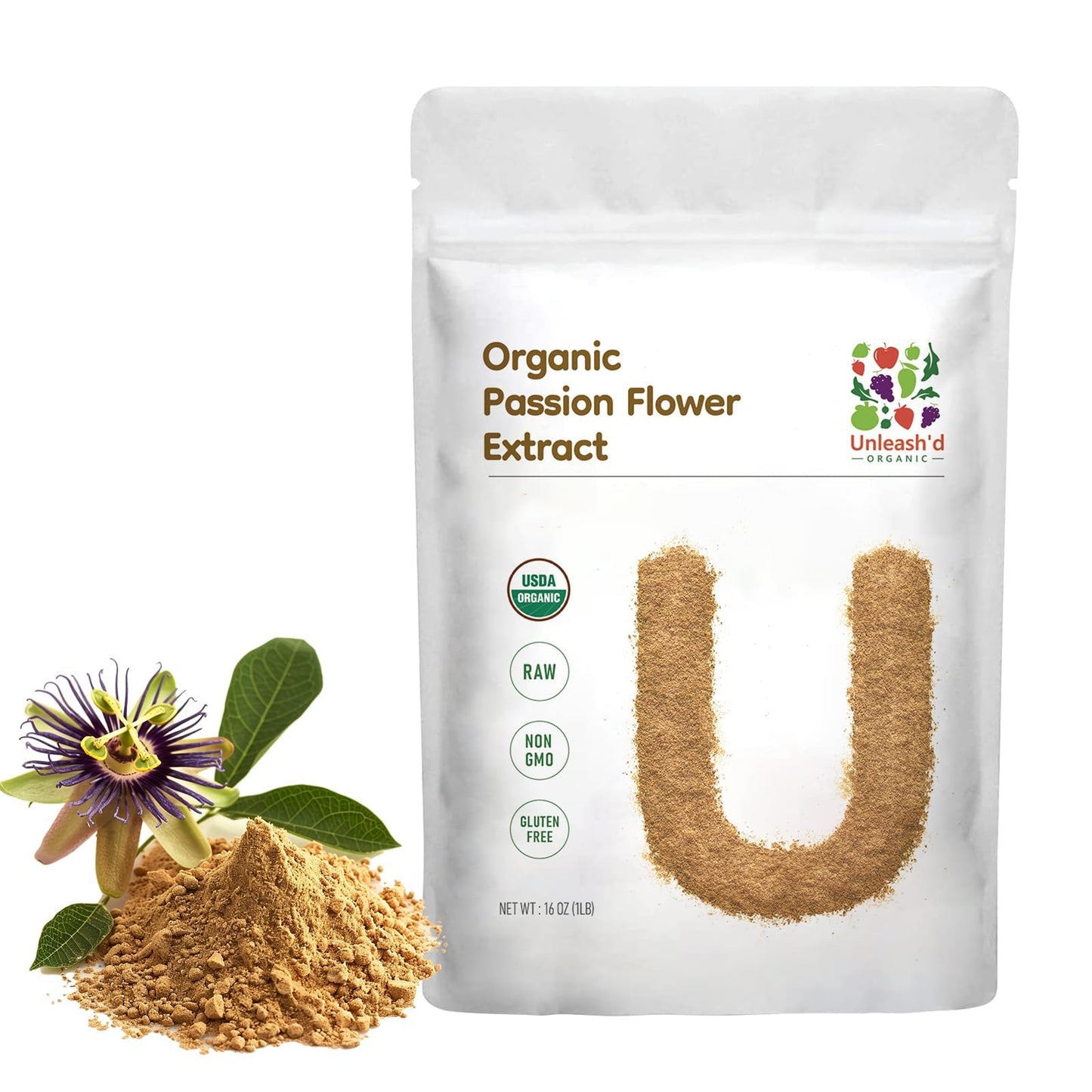 UNLEASH'D ORGANIC Passion Flower Extract Powder, 16 oz