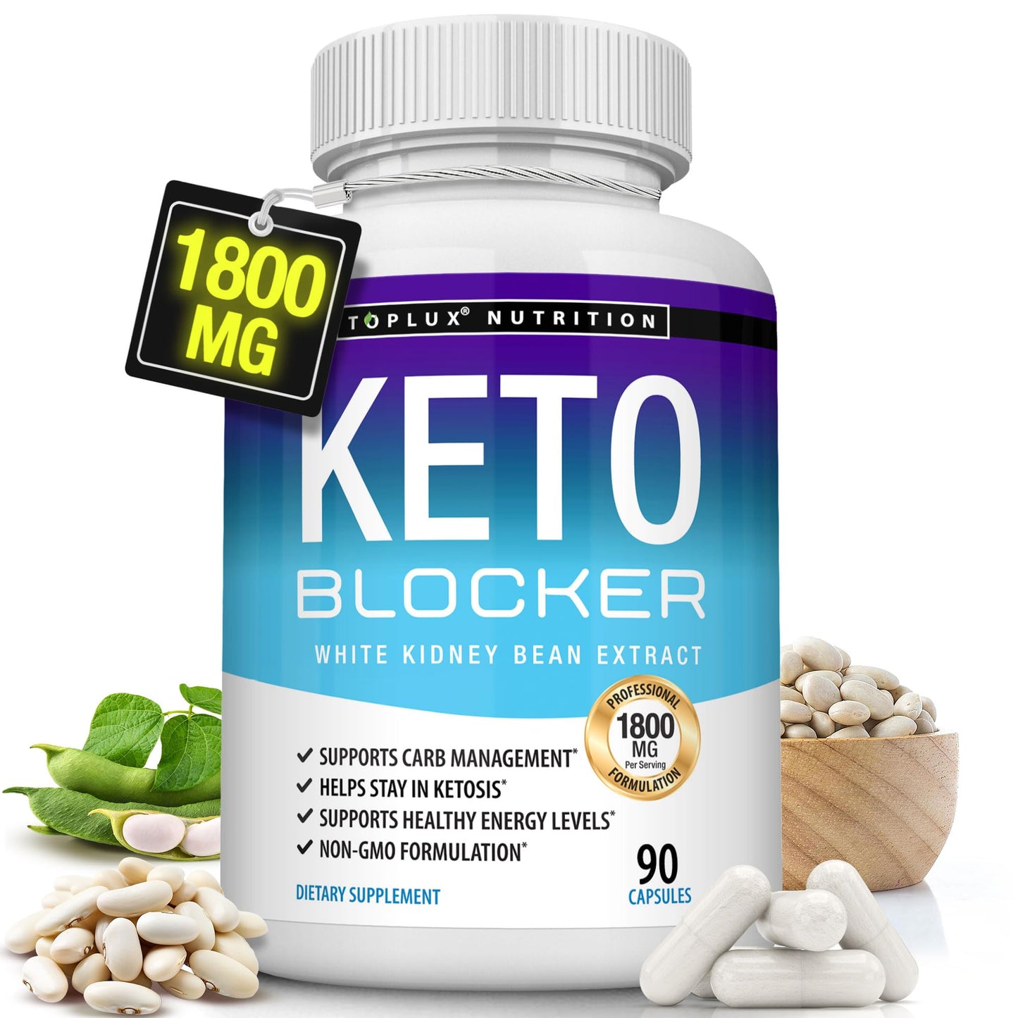 Toplux Keto Blocker White Kidney Bean Extract Capsules, 90 Capsules