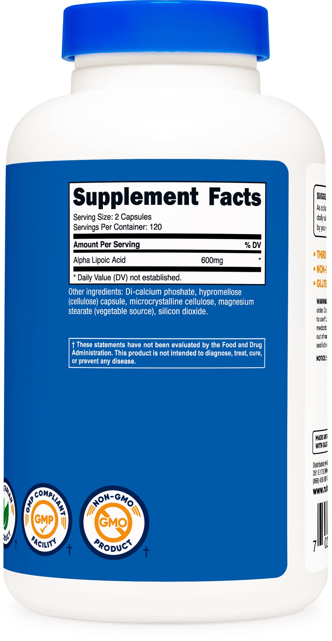 Nutricost Alpha Lipoic Acid 600mg Capsules, 480 Count