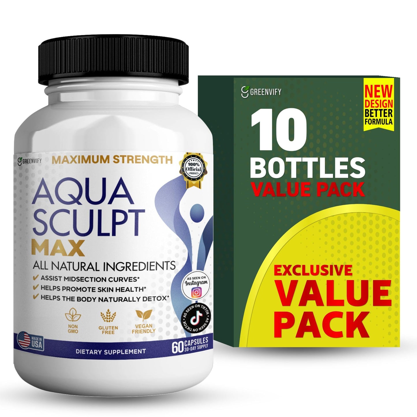 GREENVIFY Aqua Sculpt Max Maximum Strength Dietary Supplement, 60 Capsules