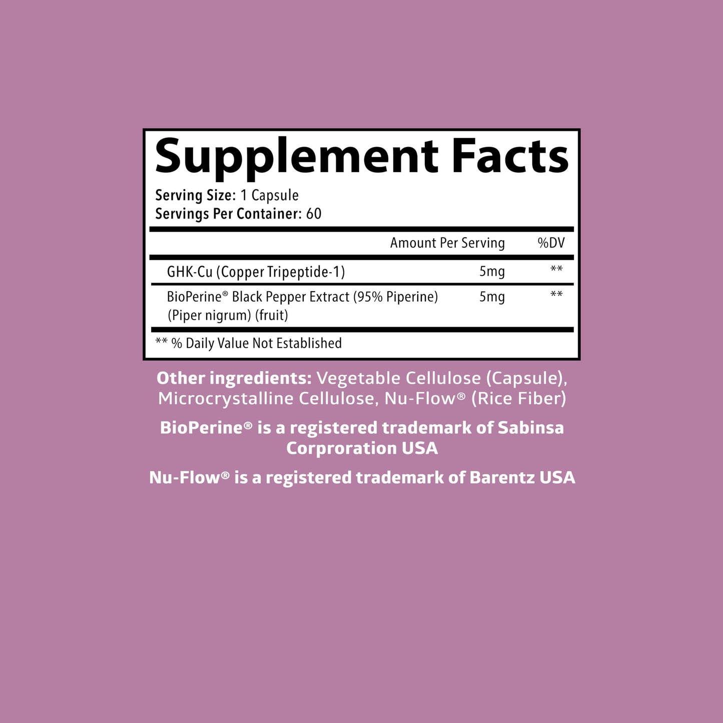 Centurion Health GHK-Cu Copper Peptide Supplement 5mg with BioPerine, 60 Capsules