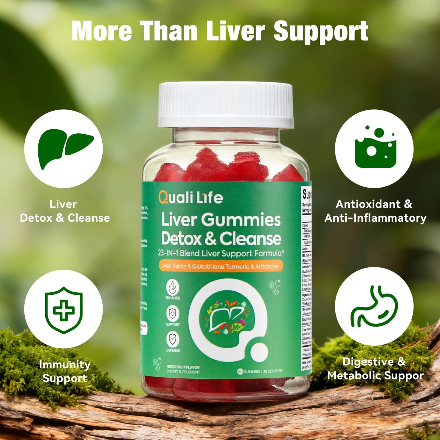 QualiLife Liver Cleanse Detox & Repair Gummies, 60 Gummies