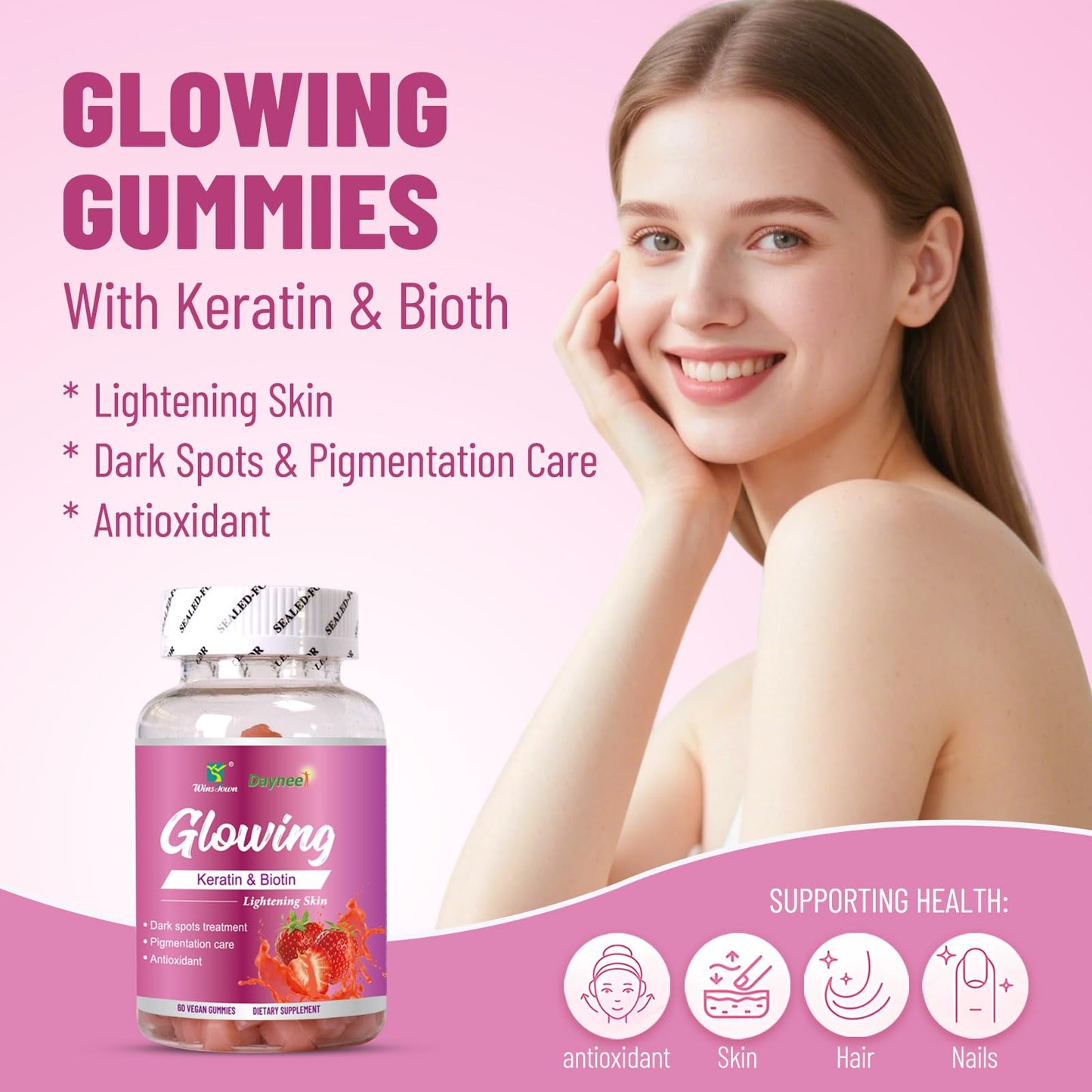 Wins Town Skin Glowing Gummies 60 Count