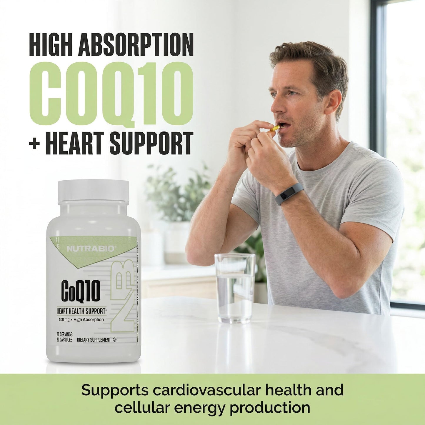 NutraBio CoQ10 Dietary Supplement 60 Capsules