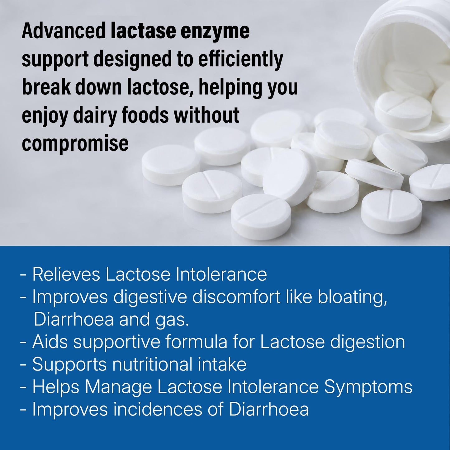 Safrel Lactase Enzyme 9000 FCC Unflavored Tablets, 180 Count