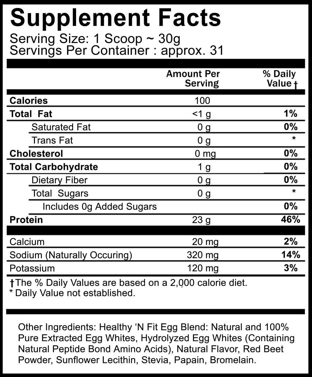 Healthy 'N Fit 100% Egg Protein Powder Strawberry, 32 Servings