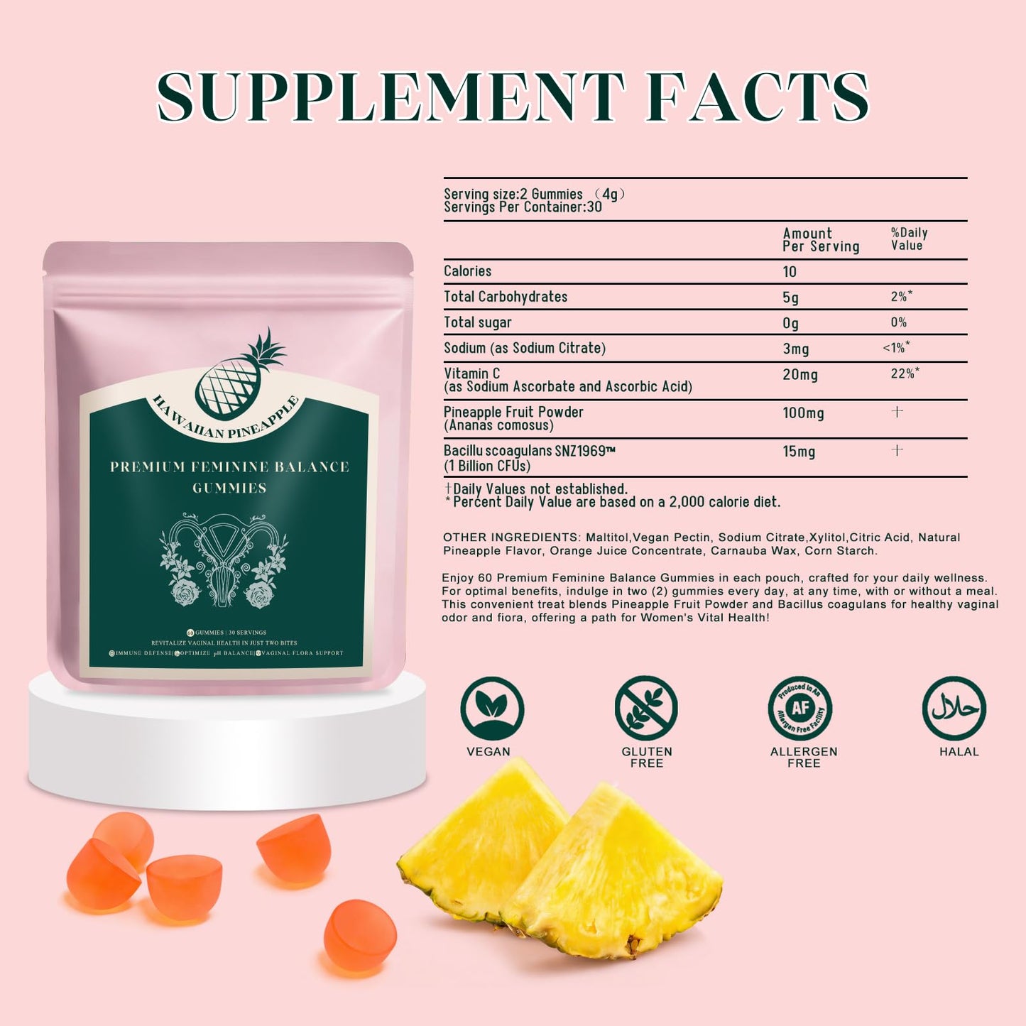 KLKIT Premium Feminine Balance Gummies, 60 Count