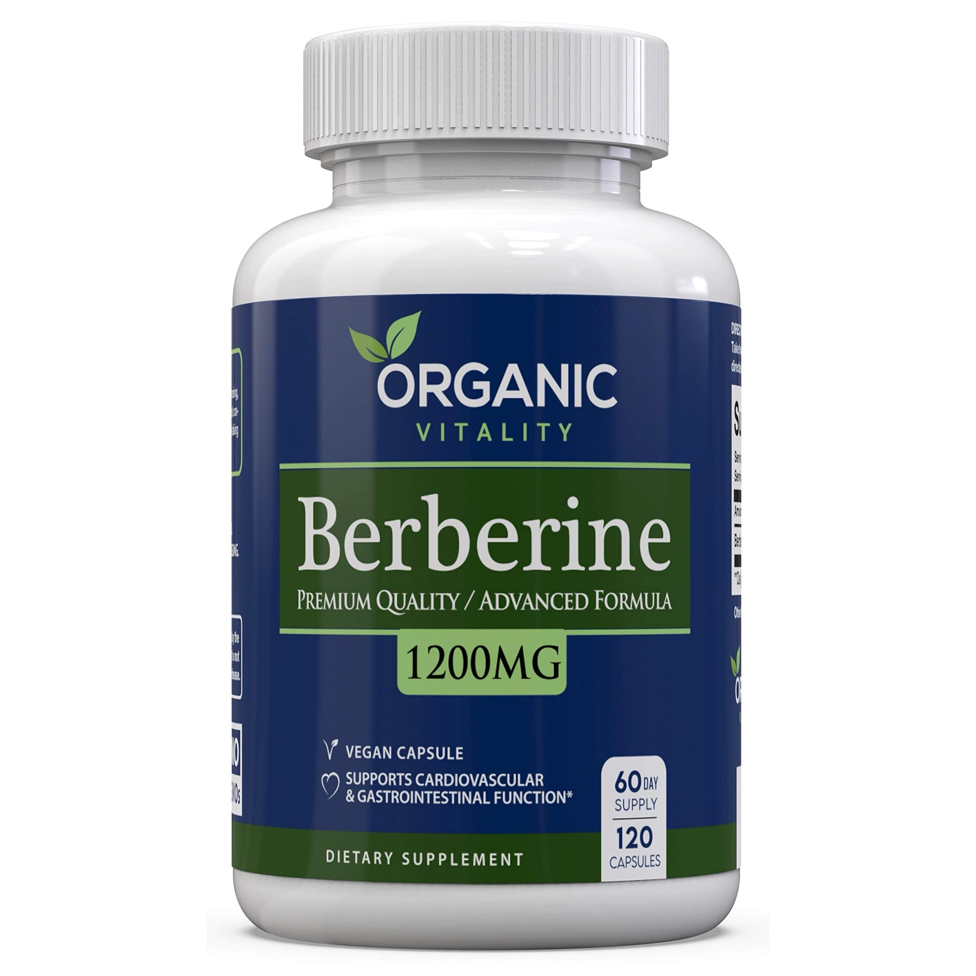 ORGANIC VITALITY Berberine HCL Supplement 1200mg Per Serving, Capsule, 120 Count