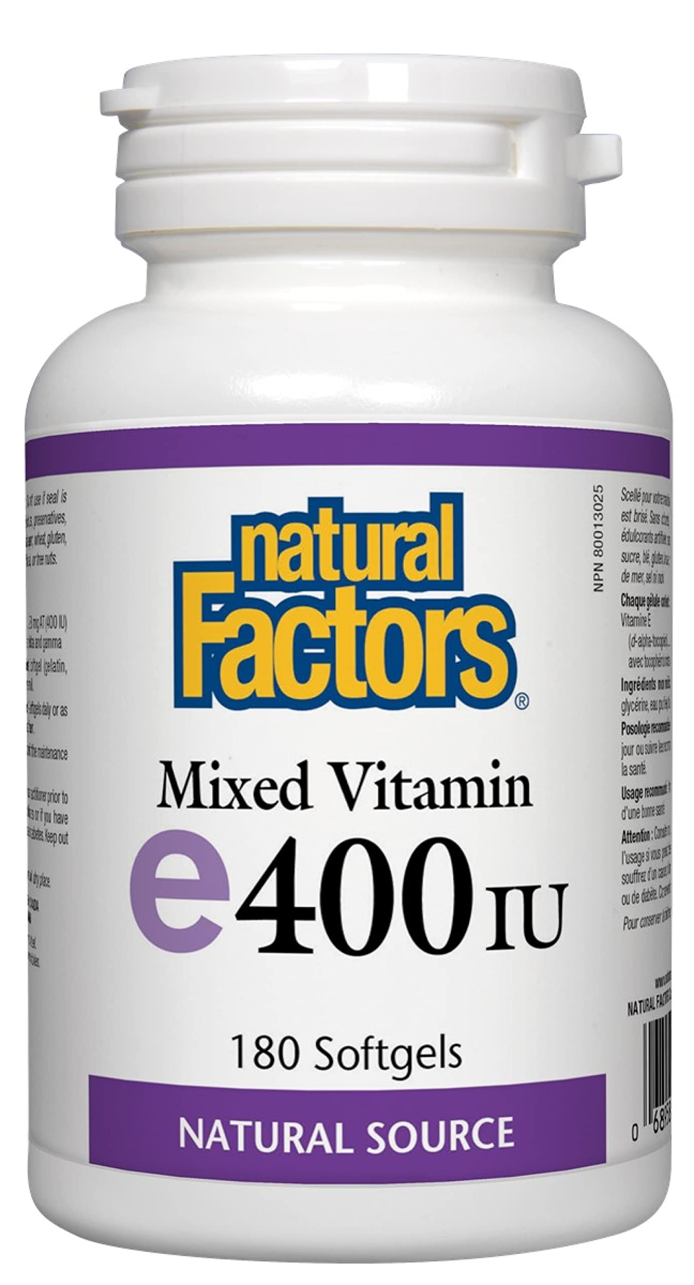 Natural Factors Mixed Vitamin E 400 IU Softgels 180