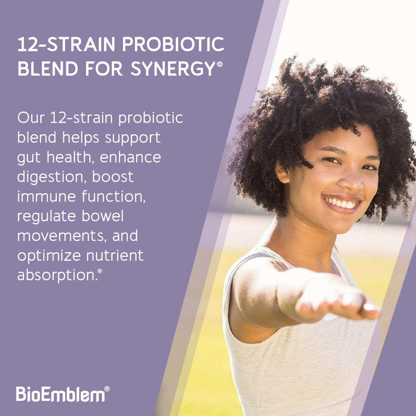 BioEmblem Digestive Enzymes with Probiotics - 10 Enzymes, 12-Strain 1 Billion CFU - 60 Capsules